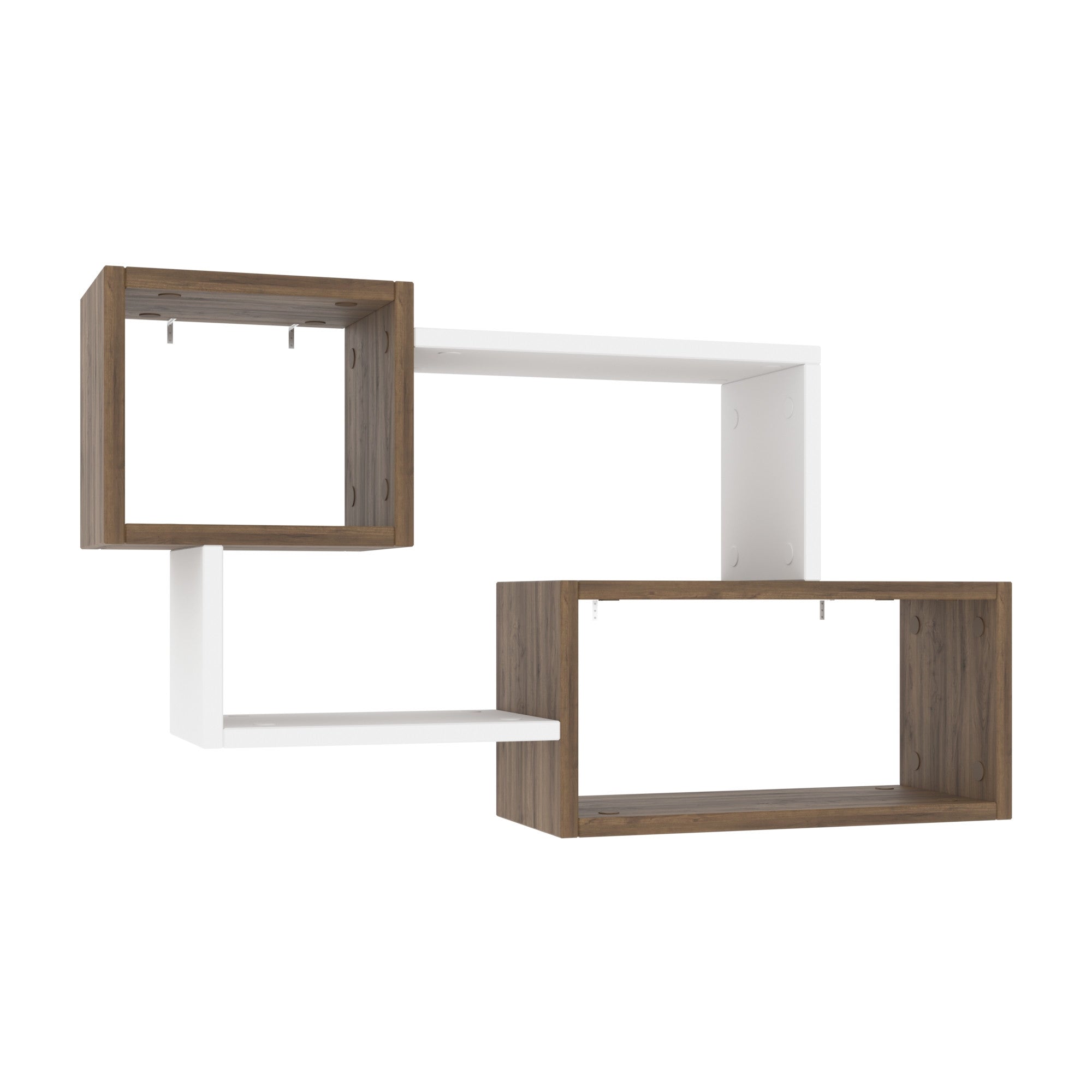 Prateleira de parede escandinava, nogueira e branca, 90 x 51 x 20 cm | Painel de partículas 100% revestido de melamina, 18 mm de espessura | Solução de armazenamento elegante e funcional