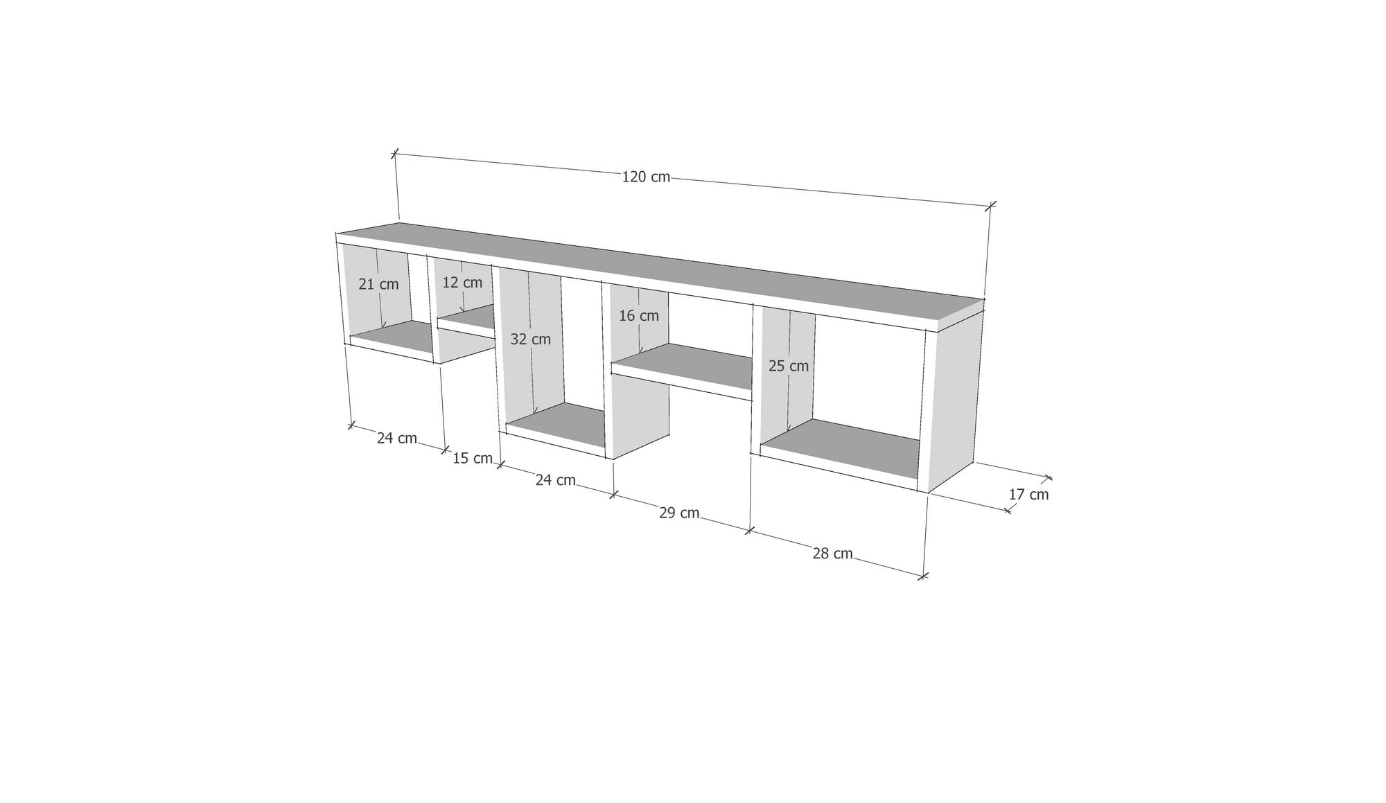 Prateleira de parede escandinava, cor pinho, 120 x 32 x 17 cm | Painel de partículas 100% revestido de melamina, 18 mm de espessura | Solução de armazenamento elegante e funcional para qualquer ambiente
