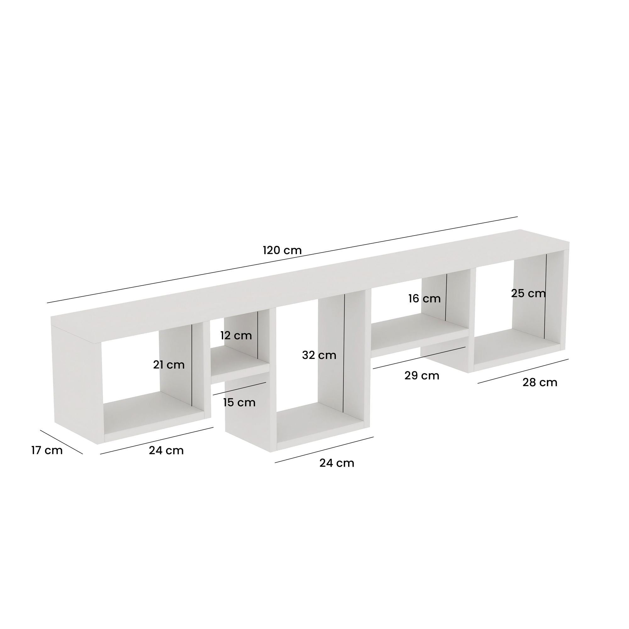 Prateleira de Parede Escandinava, Branca, 120 x 32 x 17 cm | Painel de Partículas 100% Revestido com Melamina, 18 mm de Espessura | Solução de Armazenamento Elegante e Funcional para Qualquer Ambiente