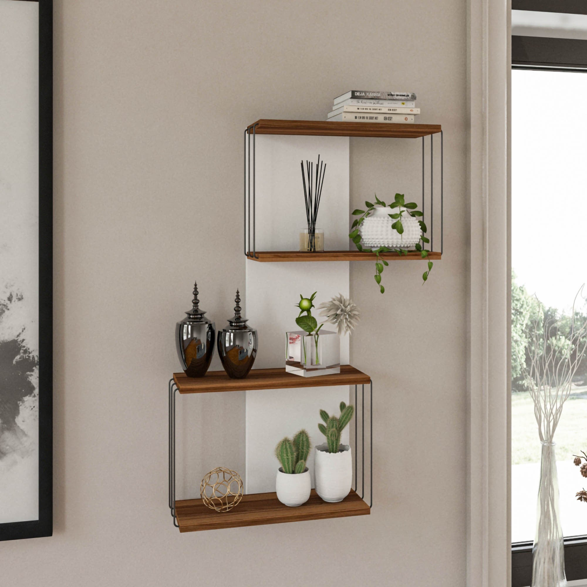 Prateleira de parede moderna, cor pinho, 65 x 96 x 19 cm | Painel de partículas 100% revestido de melamina, 18 mm de espessura | Solução de armazenamento elegante e funcional para qualquer ambiente