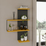 Prateleira de parede moderna, amarela e antracite, 64 x 96 x 19 cm | Painel de partículas 100% revestido de melamina, 18 mm de espessura | Solução de armazenamento elegante e funcional para qualquer espaço