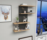 Prateleira de parede moderna, antracite e carvalho, 65 x 96 x 19 cm | Painel de partículas 100% revestido de melamina, 18 mm de espessura | Solução de armazenamento elegante e funcional para casa e escritório