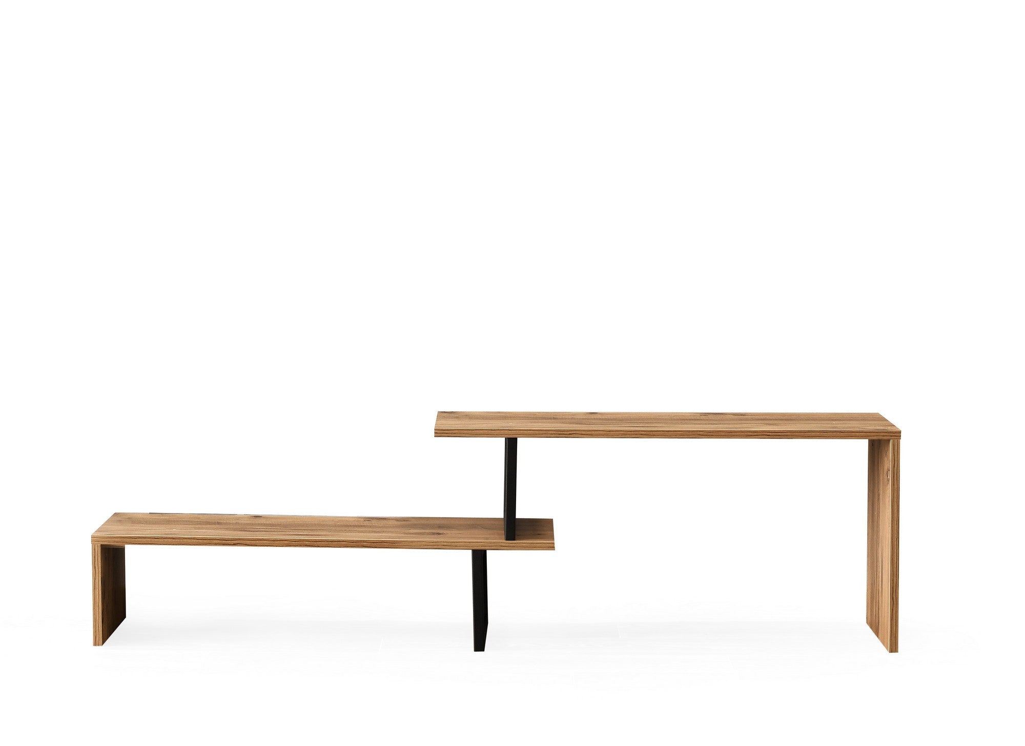 Suporte de TV moderno com opção de montagem na parede, preto e pinho, 153 x 44 x 30 cm | Painel de partículas 100% revestido de melamina, 18 mm de espessura | Design elegante e funcional