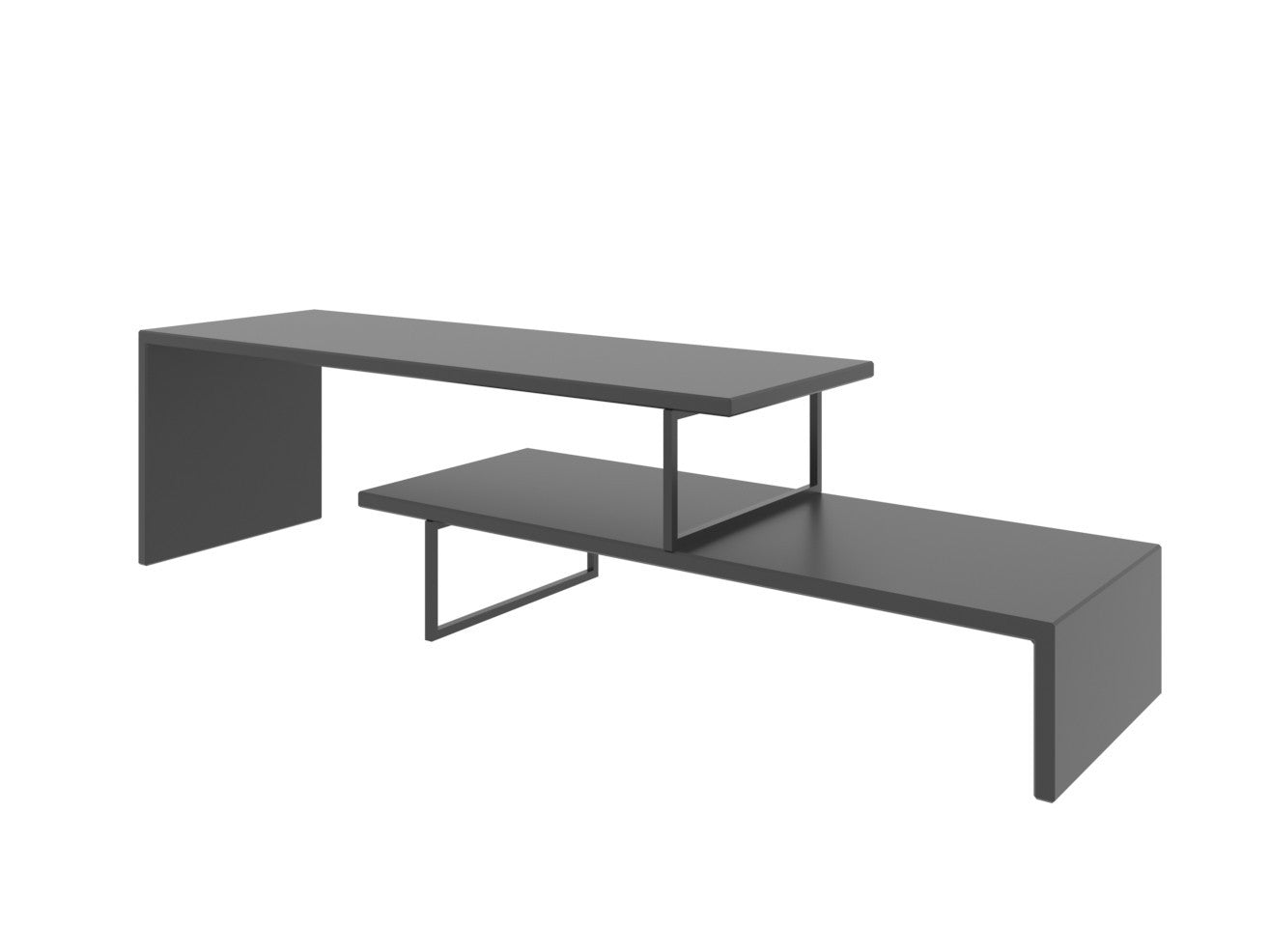 Suporte de TV moderno com pés de metal, preto e antracite, 120 cm | 100% revestido em melamina, 18 mm de espessura | Montável na parede, design elegante e funcional