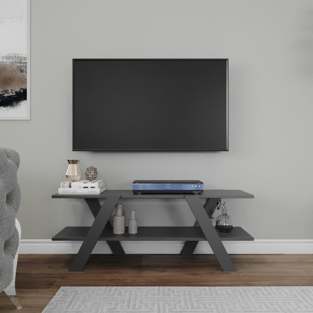 Suporte de TV escandinavo, antracite, 120 x 45 x 33,1 cm | Painel de partículas 100% revestido de melamina, 18 mm de espessura | Montável na parede, design elegante e funcional