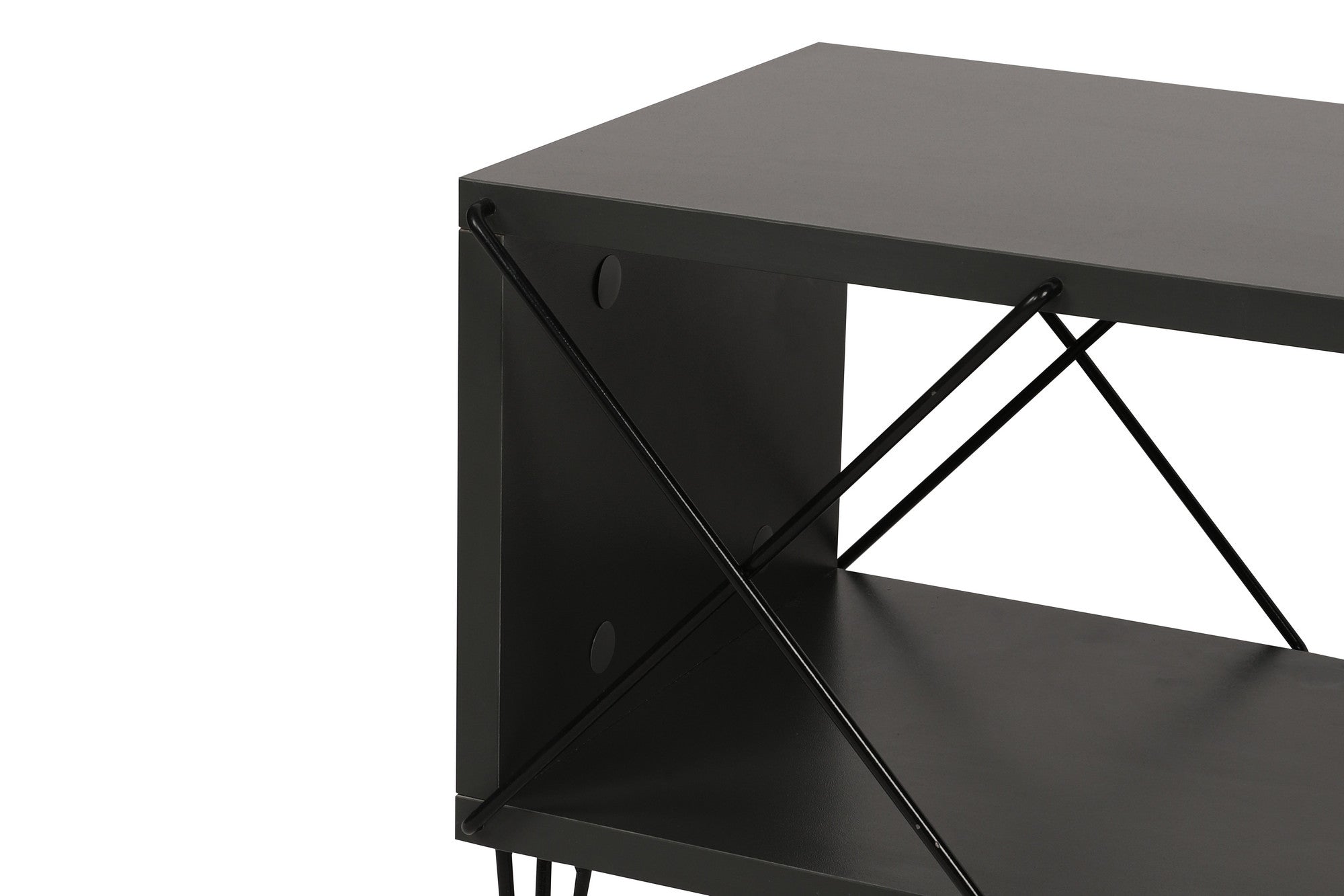 Suporte de TV industrial, antracite, 120 x 40 x 30 cm | Painel de partículas 100% revestido em melamina, 18 mm de espessura, pés de ferro | Várias prateleiras para salas de estar modernas