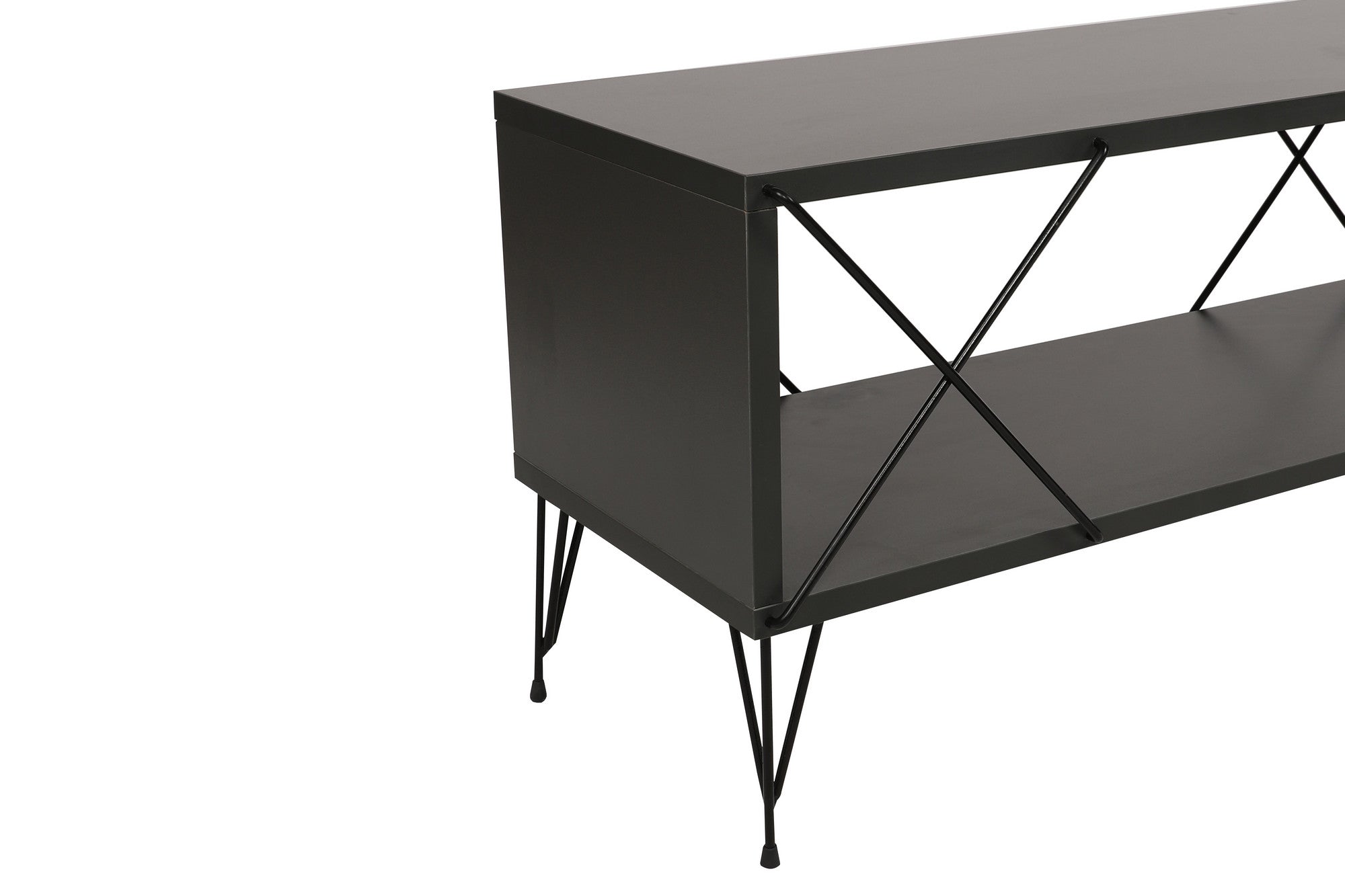 Suporte de TV industrial, antracite, 120 x 40 x 30 cm | Painel de partículas 100% revestido em melamina, 18 mm de espessura, pés de ferro | Várias prateleiras para salas de estar modernas