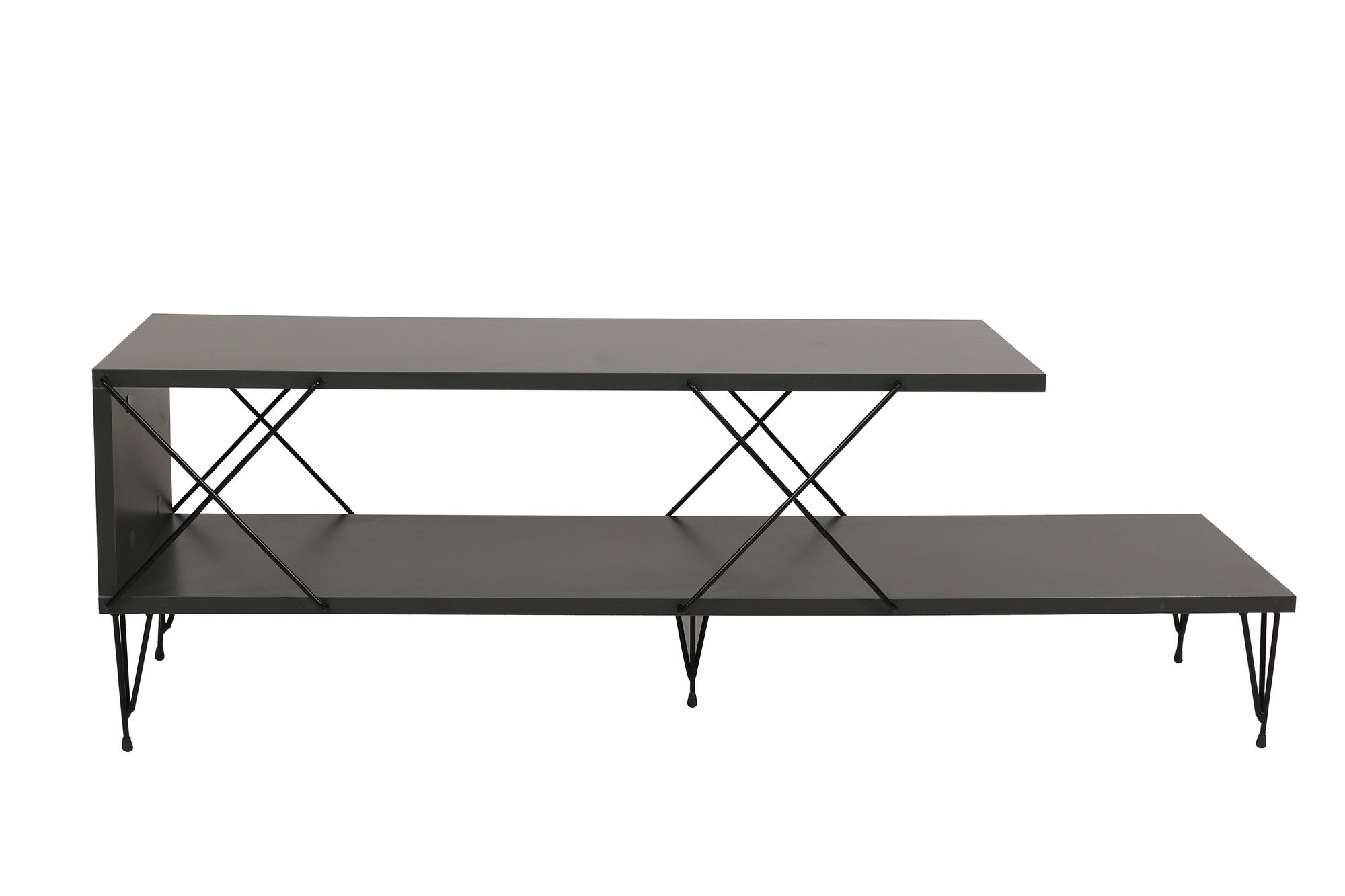 Suporte de TV industrial, antracite, 120 x 40 x 30 cm | Painel de partículas 100% revestido em melamina, 18 mm de espessura, pés de ferro | Várias prateleiras para salas de estar modernas