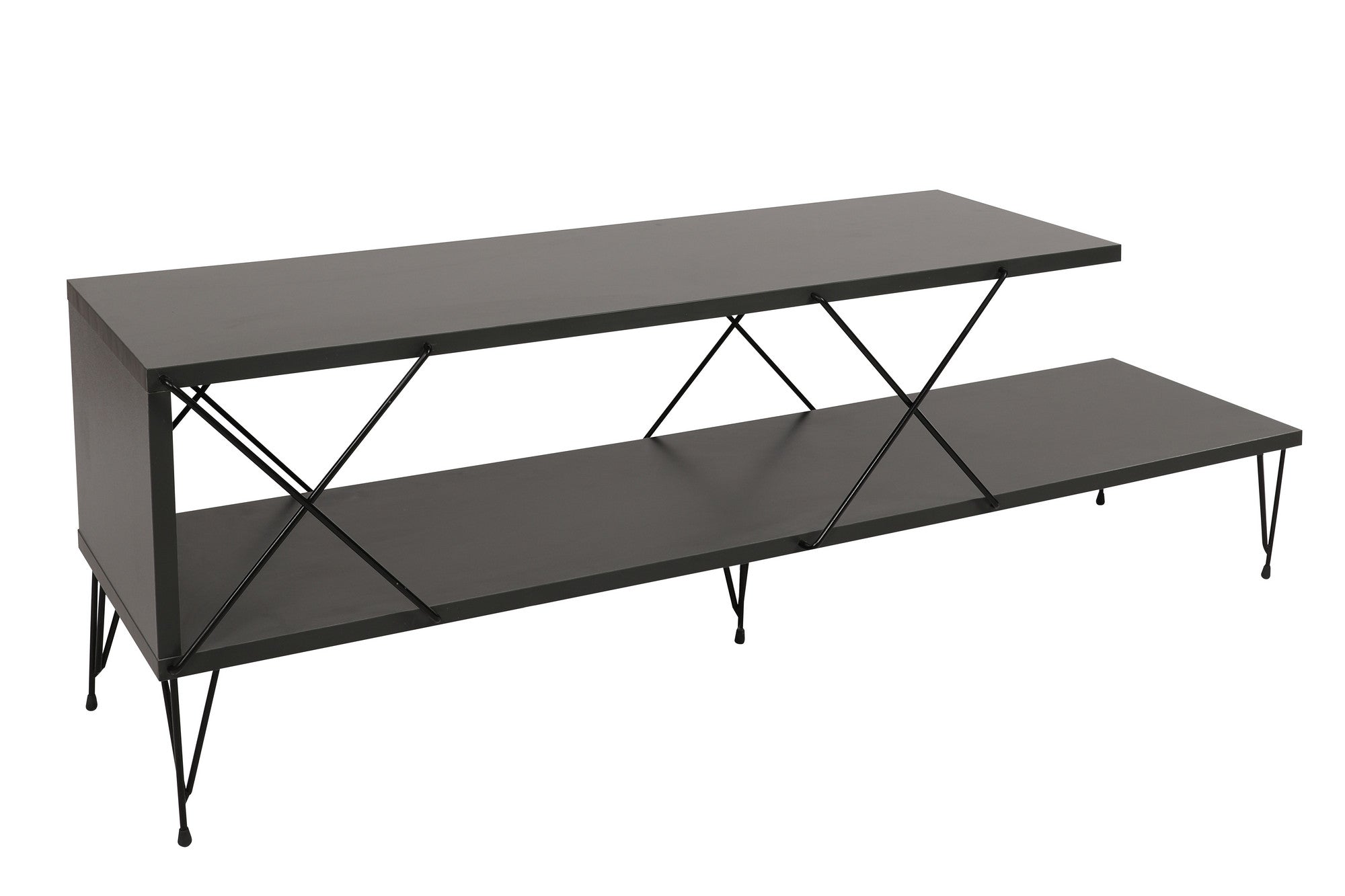 Suporte de TV industrial, antracite, 120 x 40 x 30 cm | Painel de partículas 100% revestido em melamina, 18 mm de espessura, pés de ferro | Várias prateleiras para salas de estar modernas