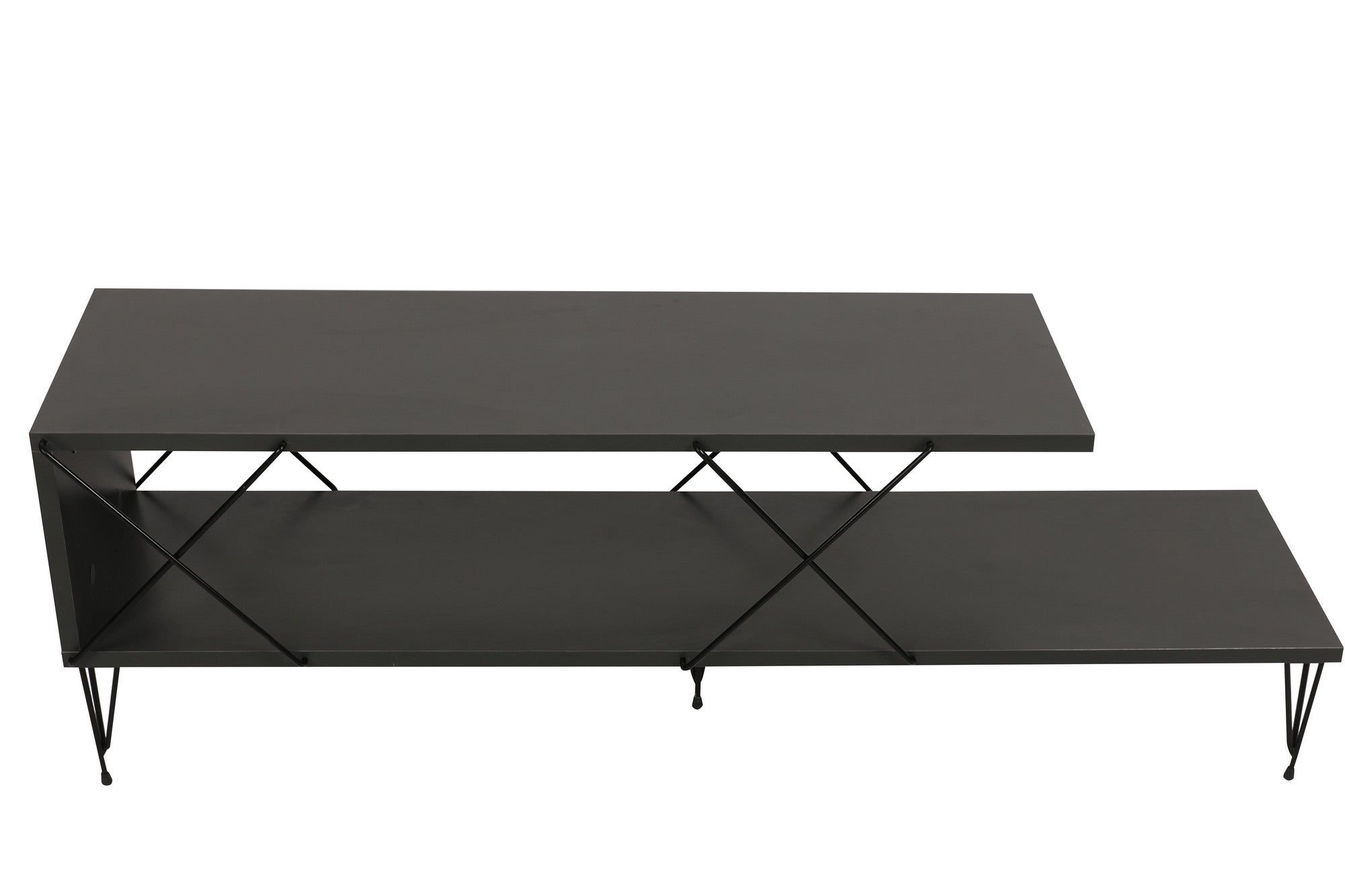 Suporte de TV industrial, antracite, 120 x 40 x 30 cm | Painel de partículas 100% revestido em melamina, 18 mm de espessura, pés de ferro | Várias prateleiras para salas de estar modernas