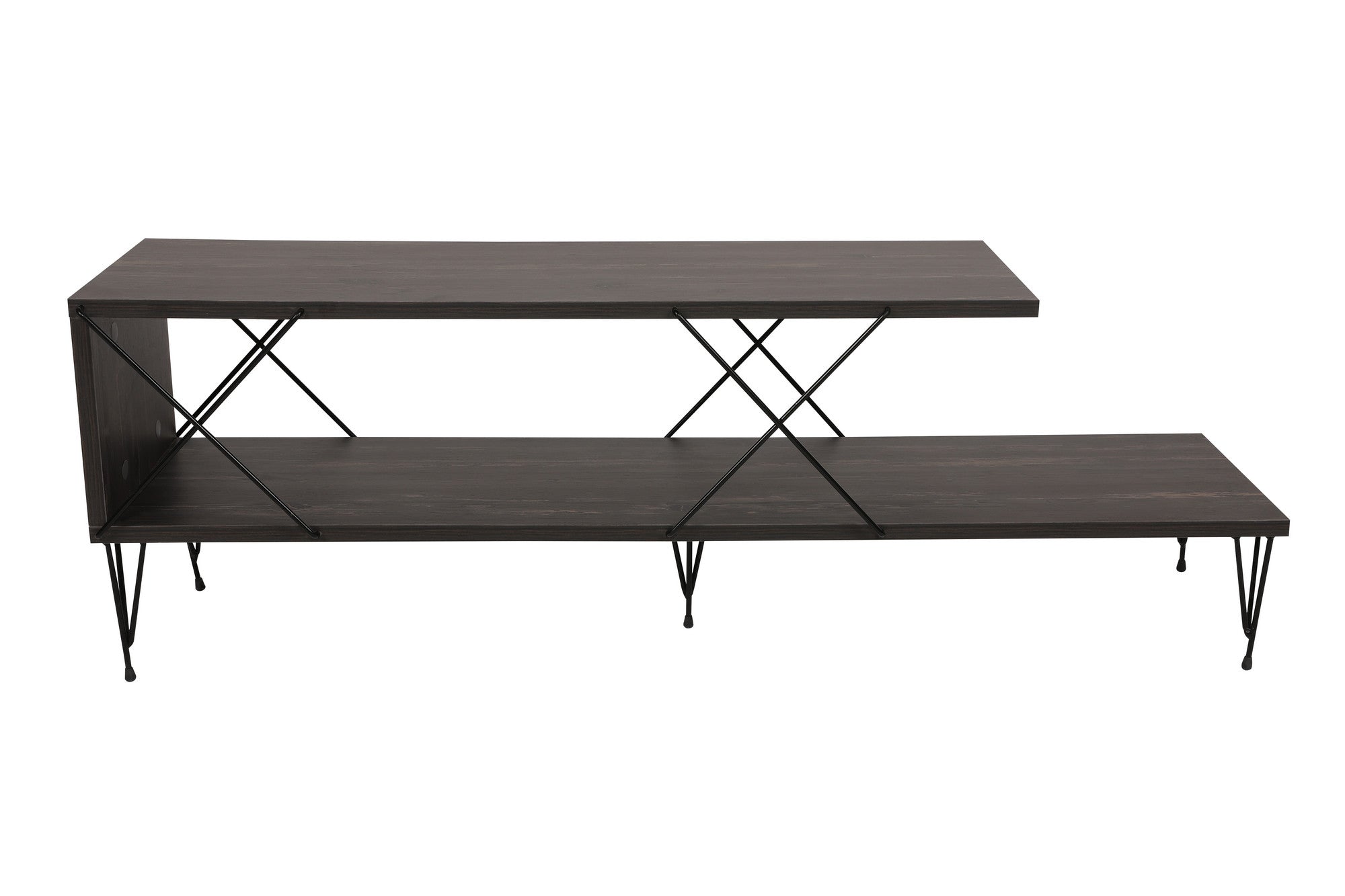 Suporte de TV industrial, marrom escuro, 120 cm x 30 cm x 40 cm | Painel de partículas 100% revestido de melamina, pernas de ferro, várias prateleiras | Design elegante e funcional