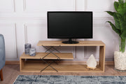 Suporte de TV industrial, cor carvalho, 120 cm x 40 cm x 30 cm | Painel de partículas 100% revestido em melamina, 18 mm de espessura | Várias prateleiras para armazenamento e estilo