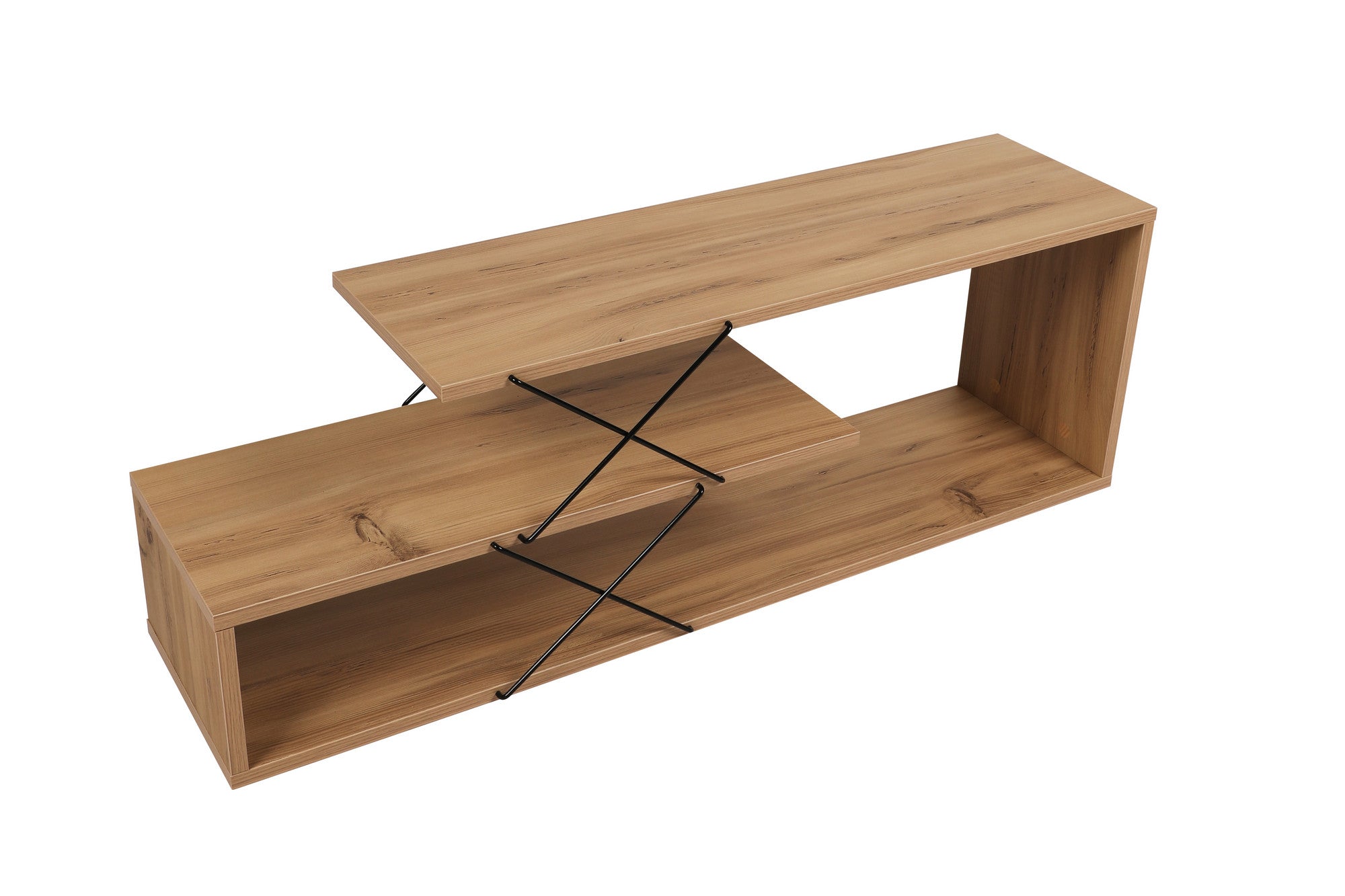 Suporte de TV industrial, cor carvalho, 120 cm x 40 cm x 30 cm | Painel de partículas 100% revestido em melamina, 18 mm de espessura | Várias prateleiras para armazenamento e estilo