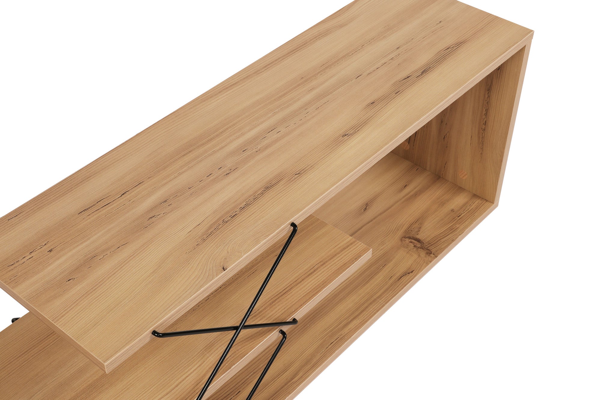 Suporte de TV industrial, cor carvalho, 120 cm x 40 cm x 30 cm | Painel de partículas 100% revestido em melamina, 18 mm de espessura | Várias prateleiras para armazenamento e estilo