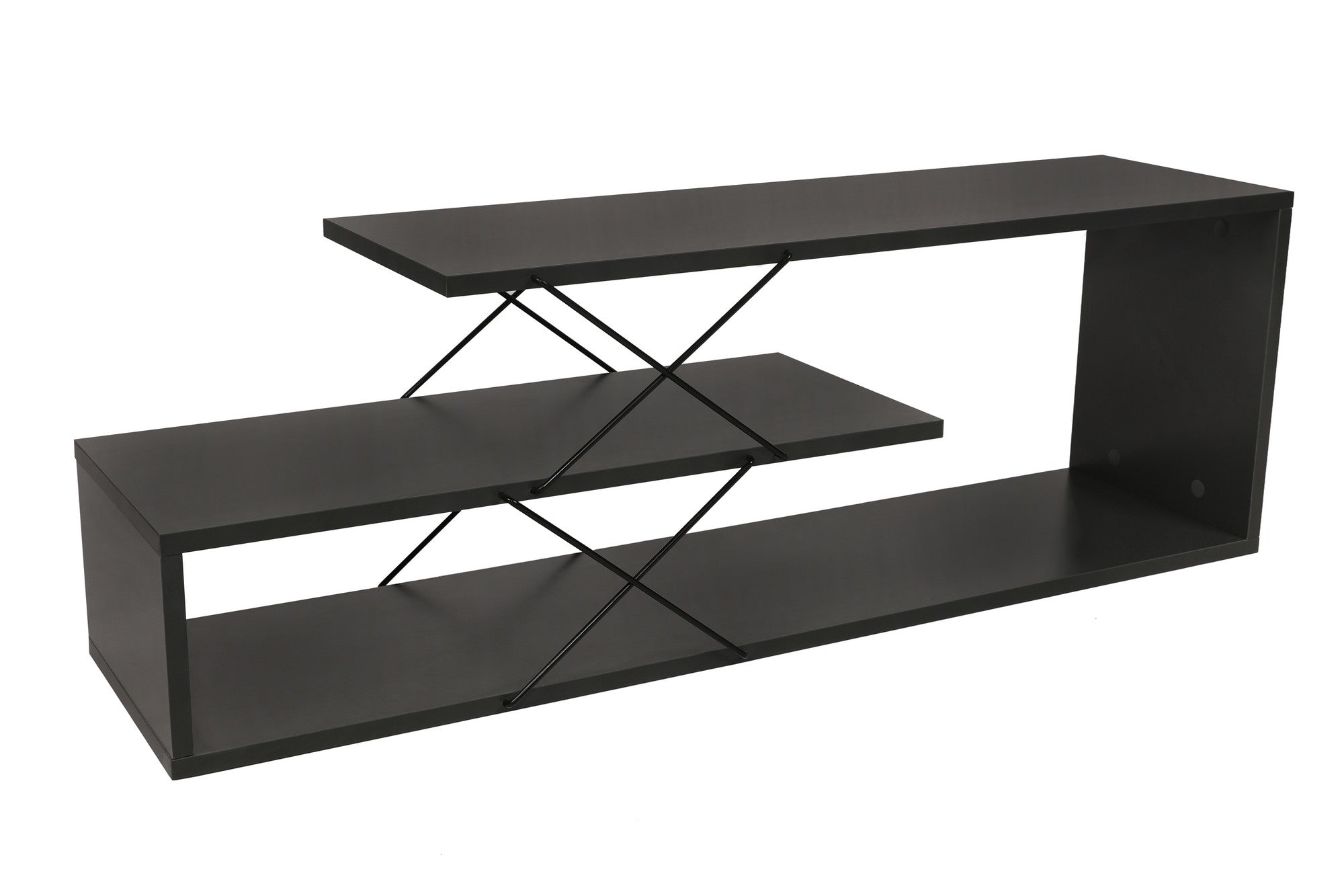 Suporte de TV industrial, antracite, 120 x 40 x 30 cm | Painel de partículas 100% revestido de melamina, 18 mm de espessura | Várias prateleiras para armazenamento e estilo