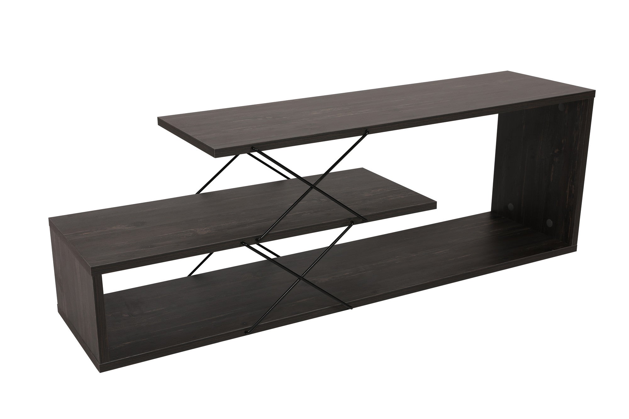 Suporte de TV industrial, marrom escuro, 120 x 40 x 30 cm | Painel de partículas 100% revestido de melamina, 18 mm de espessura | Várias prateleiras para armazenamento com estilo