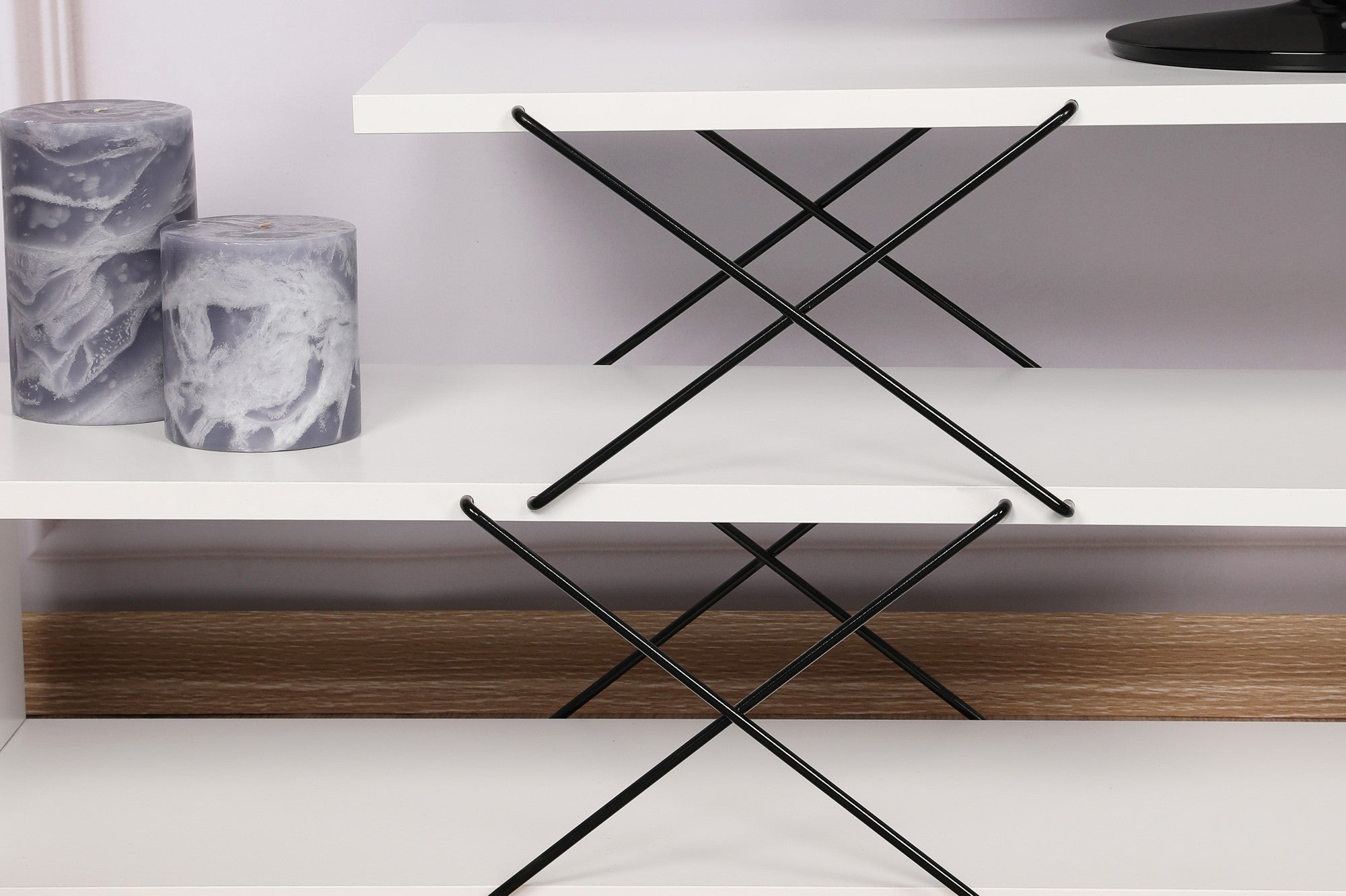 Suporte de TV elegante, branco, 120 cm de largura, 40 cm de altura, 30 cm de profundidade | Painel de partículas 100% revestido de melamina, 18 mm de espessura | Várias prateleiras para salas de estar modernas