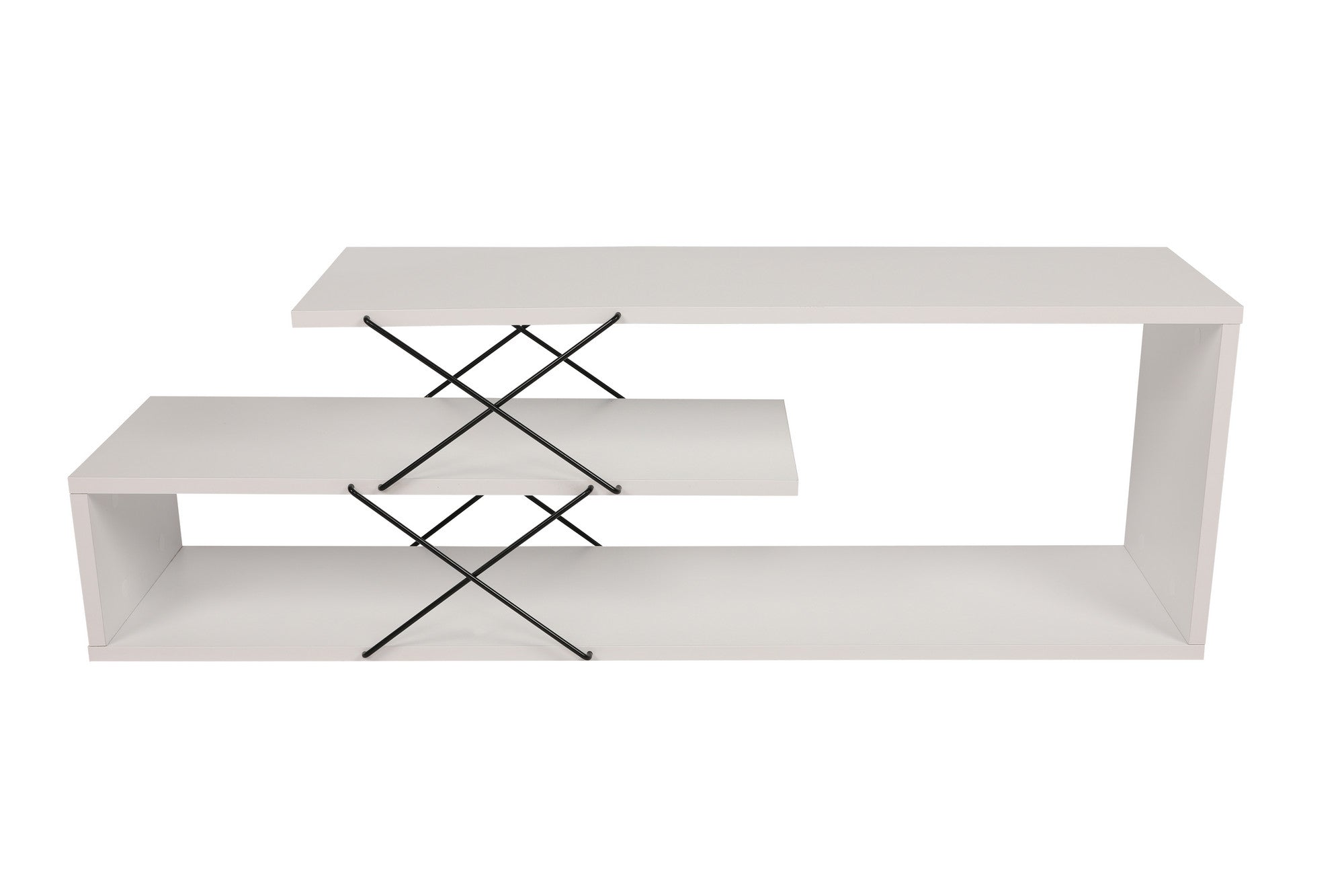 Suporte de TV elegante, branco, 120 cm de largura, 40 cm de altura, 30 cm de profundidade | Painel de partículas 100% revestido de melamina, 18 mm de espessura | Várias prateleiras para salas de estar modernas