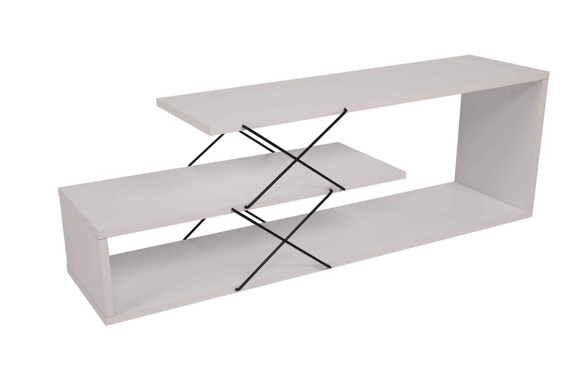 Suporte de TV elegante, branco, 120 cm de largura, 40 cm de altura, 30 cm de profundidade | Painel de partículas 100% revestido de melamina, 18 mm de espessura | Várias prateleiras para salas de estar modernas
