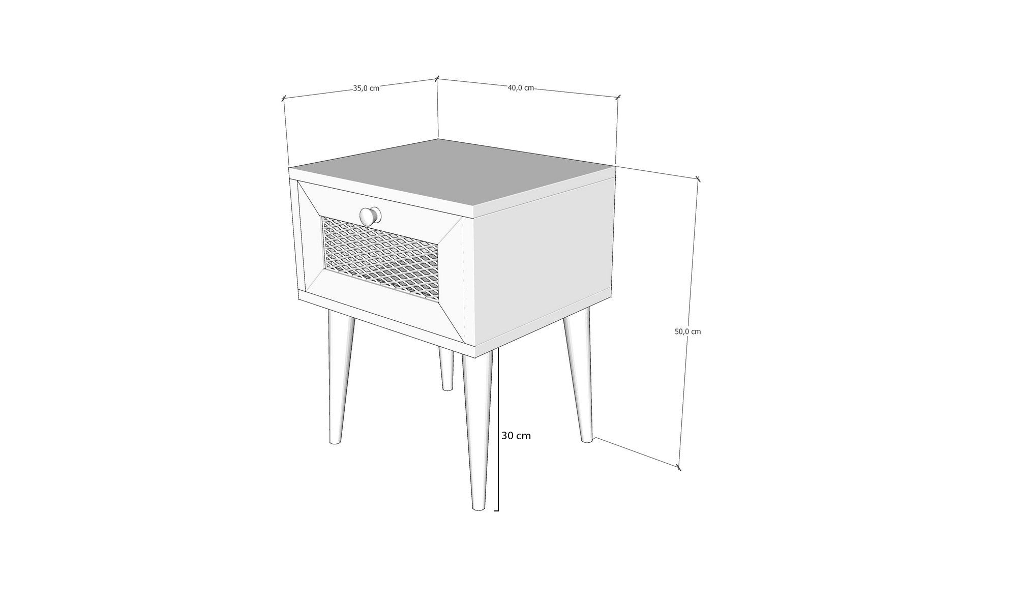 Mesa de Cabeceira Rústica Boêmia, Cor Carvalho, 40 x 50 x 35 cm | Painel de Partículas 100% Revestido em Melamina, 18 mm de Espessura | Pernas de Madeira Elegantes, Perfeitas para Espaços Aconchegantes