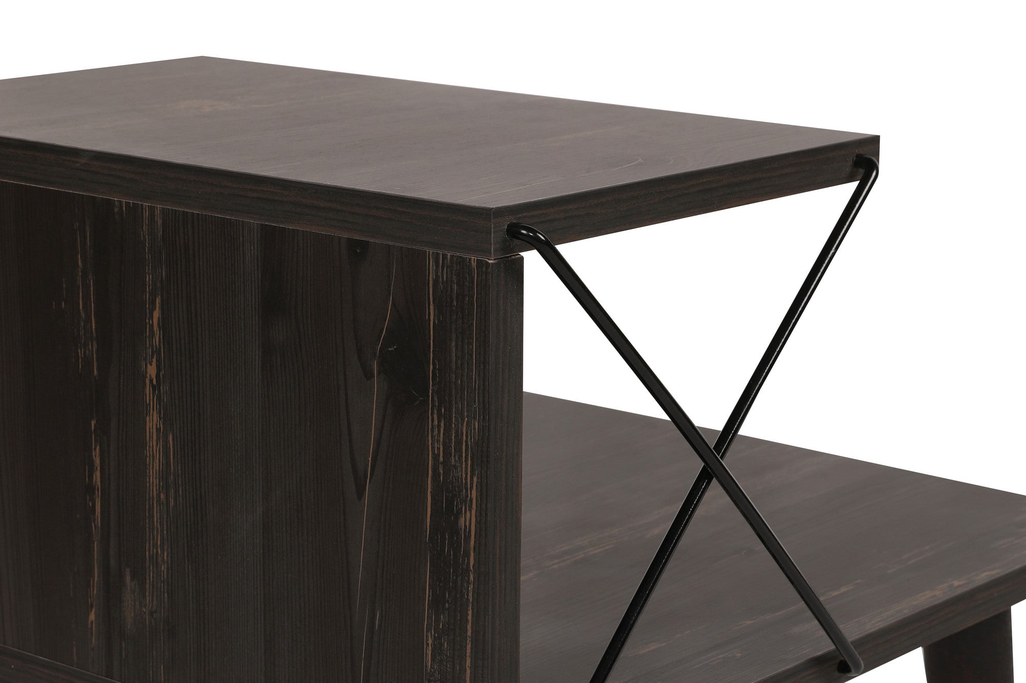 Mesa de cabeceira moderna com pernas de faia, marrom escuro, 50 x 55 x 40 cm | Painel de partículas 100% revestido de melamina, 18 mm de espessura | Elegante e funcional com várias prateleiras