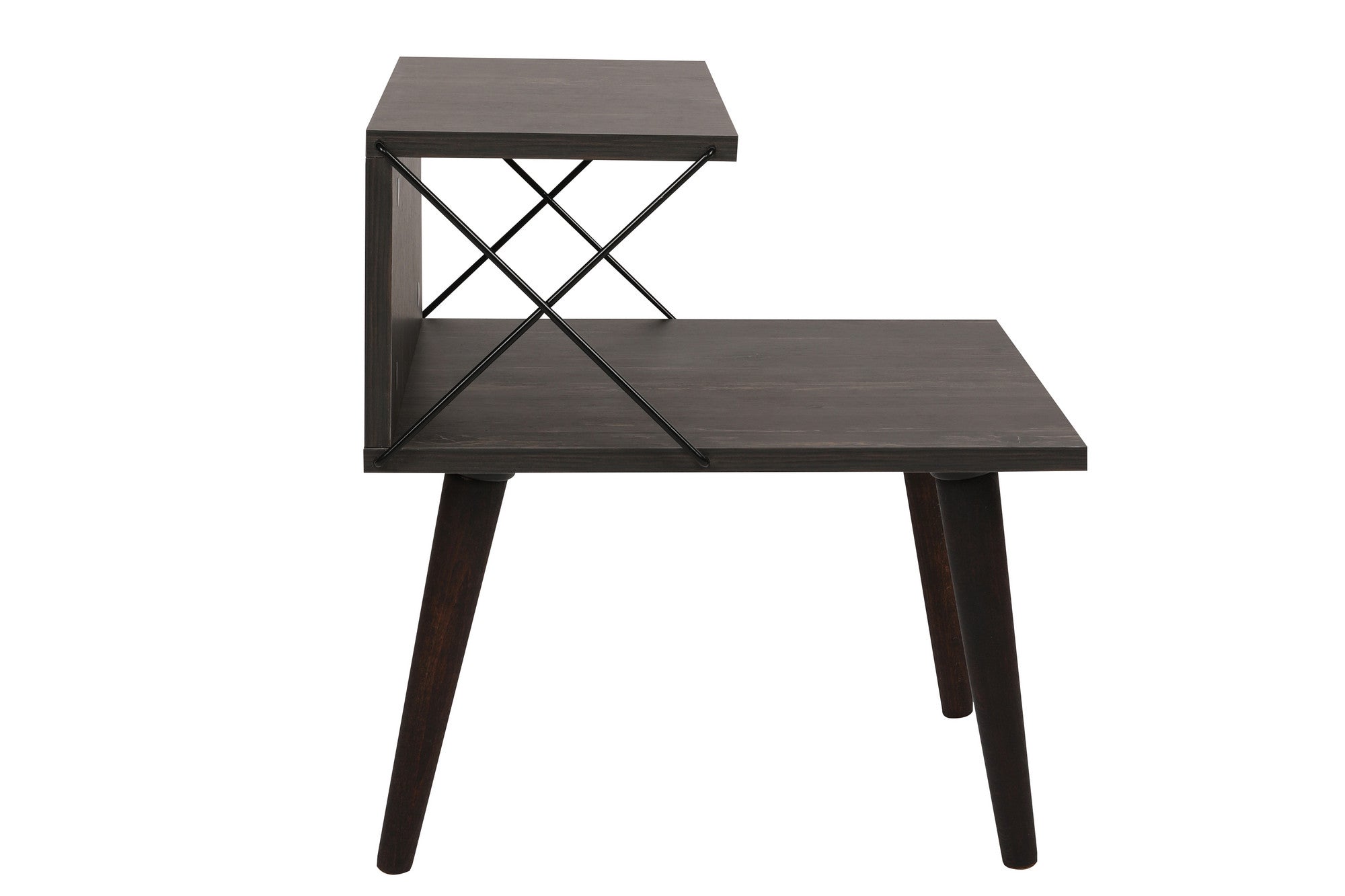 Mesa de cabeceira moderna com pernas de faia, marrom escuro, 50 x 55 x 40 cm | Painel de partículas 100% revestido de melamina, 18 mm de espessura | Elegante e funcional com várias prateleiras