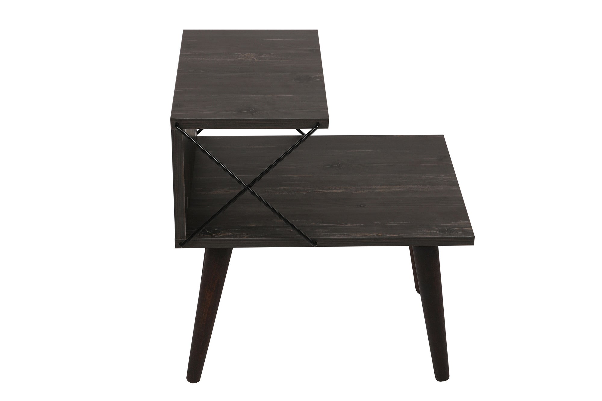 Mesa de cabeceira moderna com pernas de faia, marrom escuro, 50 x 55 x 40 cm | Painel de partículas 100% revestido de melamina, 18 mm de espessura | Elegante e funcional com várias prateleiras