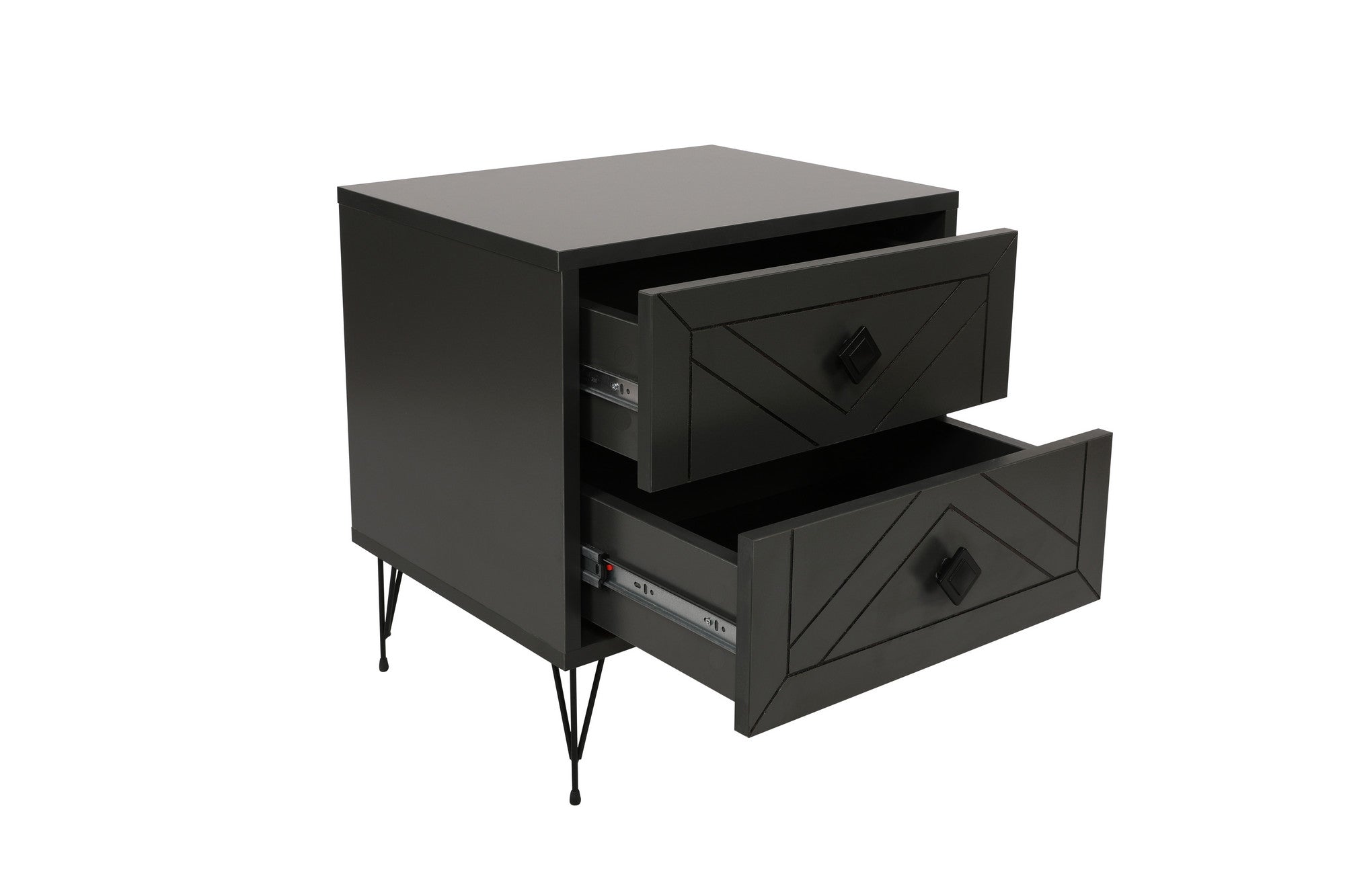 Mesa de cabeceira industrial com 2 gavetas, antracite, 50 x 55 x 40 cm | Painel de partículas 100% revestido em melamina, pernas de metal | Solução de armazenamento elegante e funcional