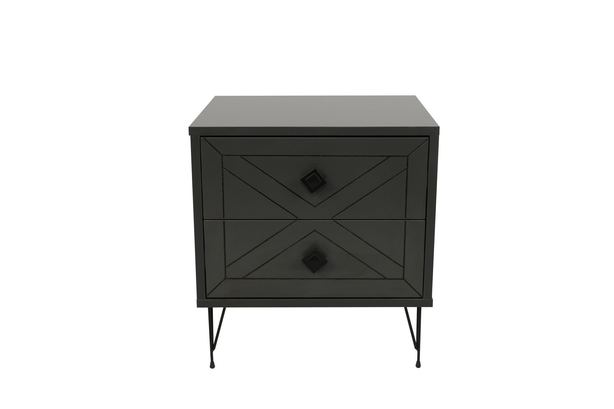 Mesa de cabeceira industrial com 2 gavetas, antracite, 50 x 55 x 40 cm | Painel de partículas 100% revestido em melamina, pernas de metal | Solução de armazenamento elegante e funcional