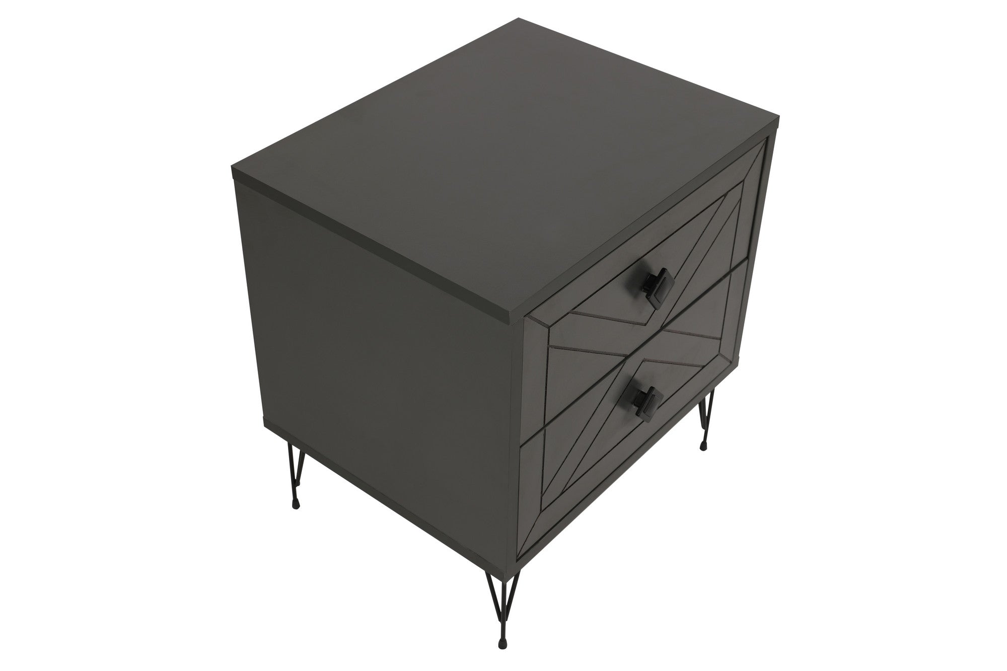 Mesa de cabeceira industrial com 2 gavetas, antracite, 50 x 55 x 40 cm | Painel de partículas 100% revestido em melamina, pernas de metal | Solução de armazenamento elegante e funcional