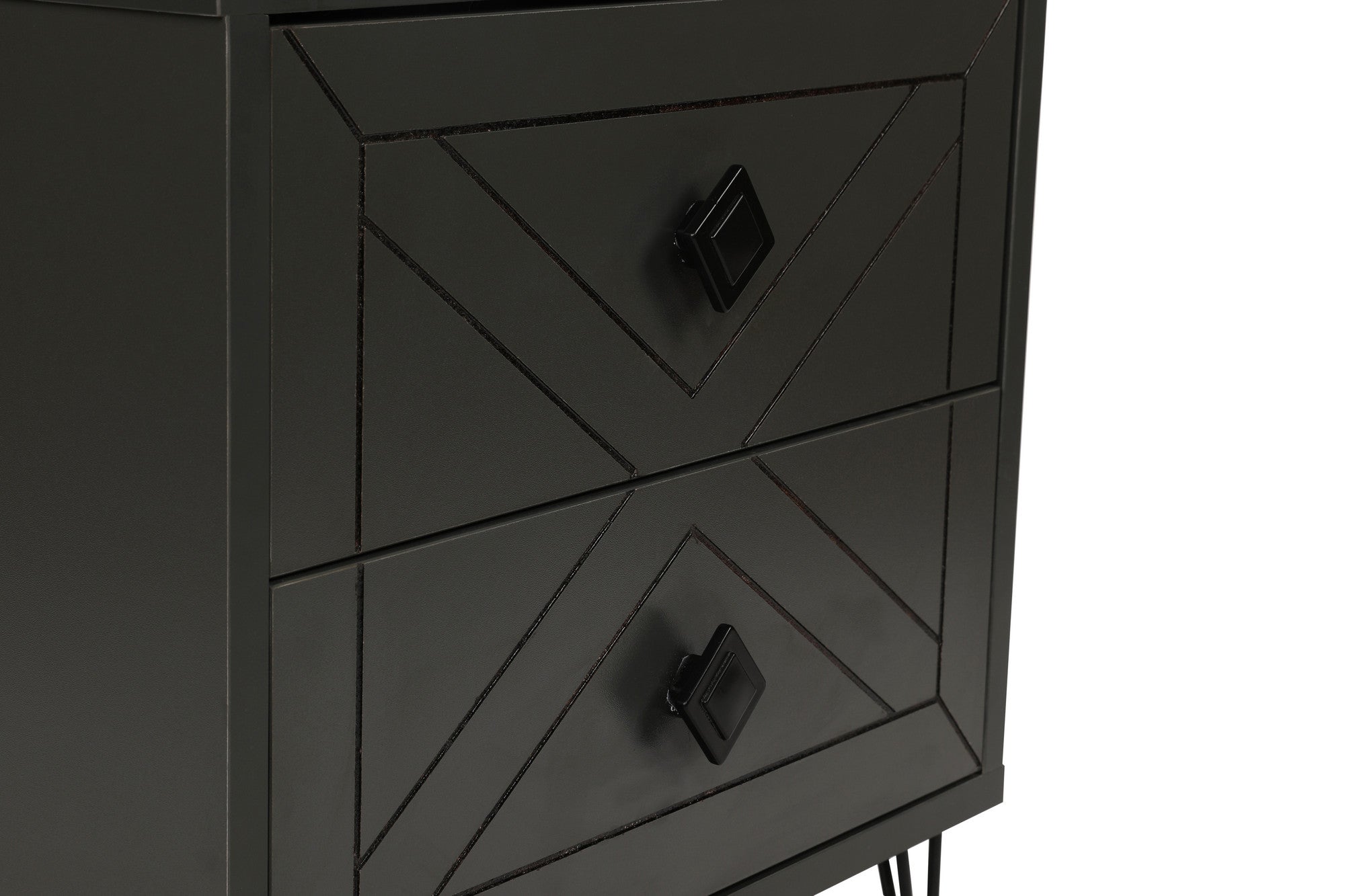 Mesa de cabeceira industrial com 2 gavetas, antracite, 50 x 55 x 40 cm | Painel de partículas 100% revestido em melamina, pernas de metal | Solução de armazenamento elegante e funcional