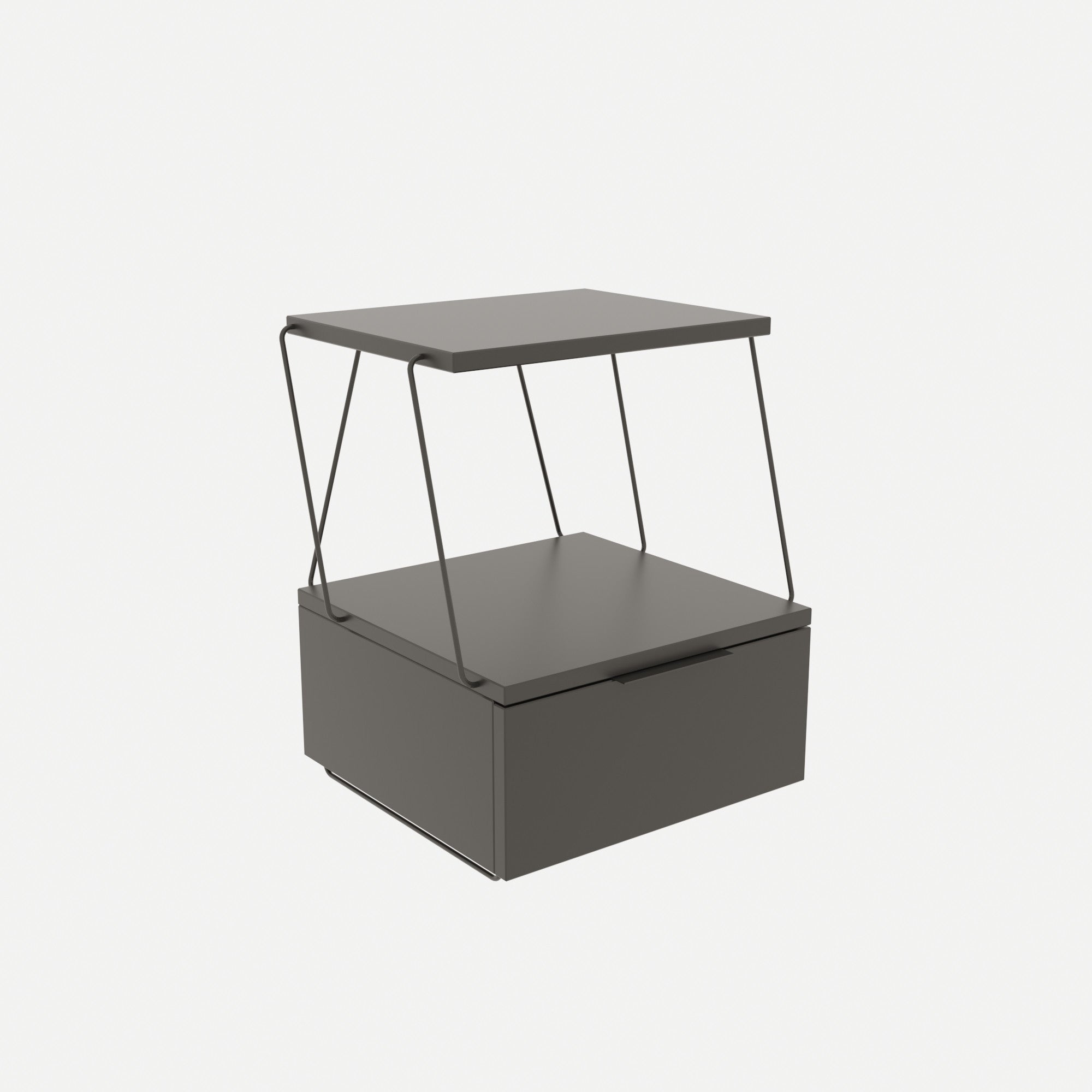 Mesa de Cabeceira Moderna em Antracite, 42 x 52 x 41 cm | Painel de Partículas 100% Revestido em Melamina, 18 mm de Espessura | Elegante e Funcional para Decoração Hoteleira e Industrial