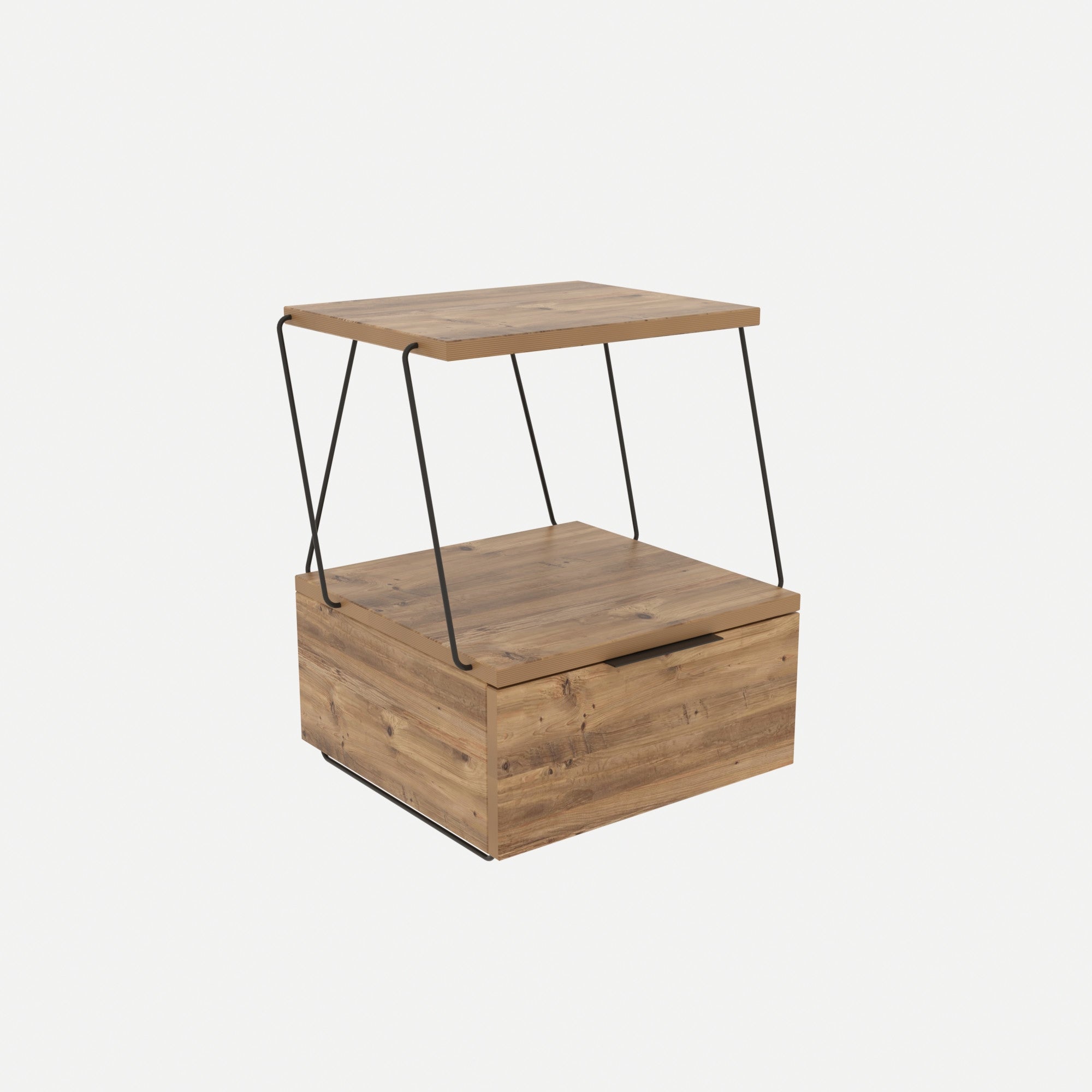 Mesa de Cabeceira Moderna em Pinho, 42 x 52 x 41 cm | Painel de Partículas 100% Revestido em Melamina, 18 mm de Espessura | Elegante e Funcional para Decoração Hoteleira e Industrial