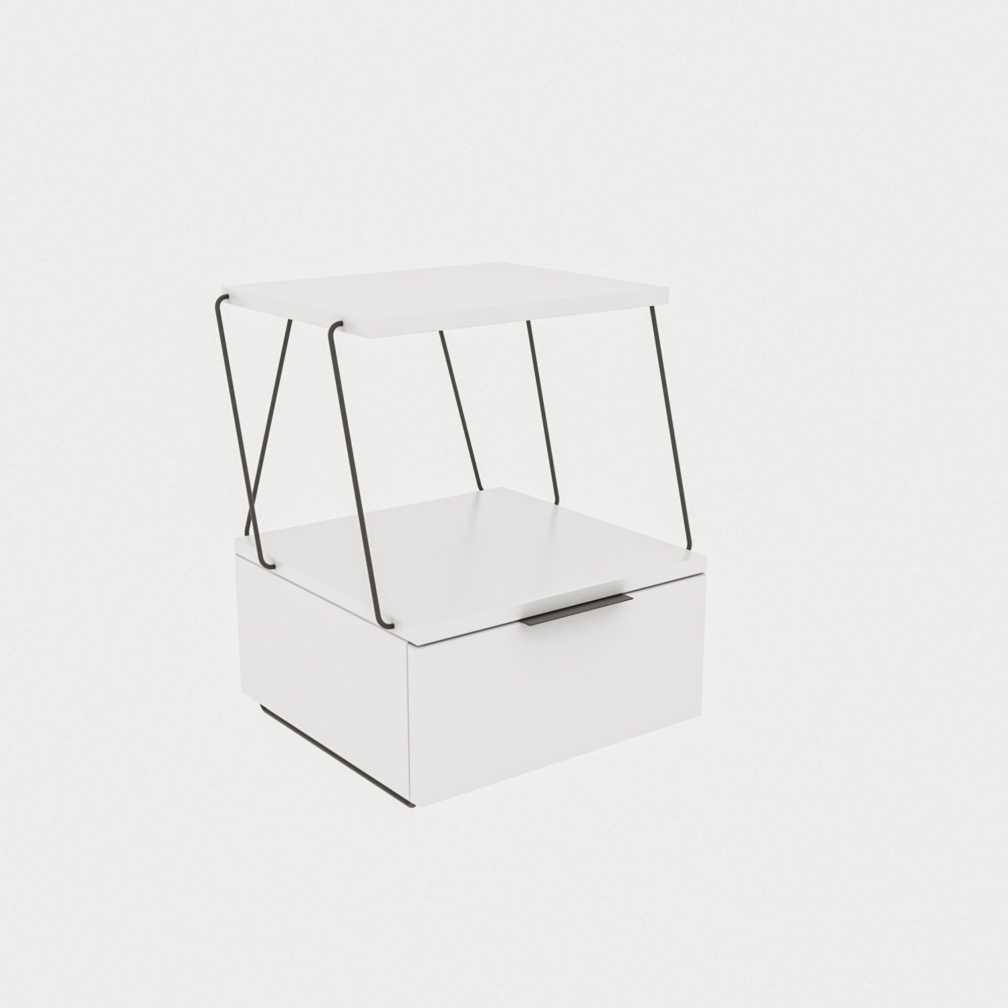 Mesa de cabeceira branca moderna, 42 x 52 x 41 cm | Painel de partículas 100% revestido de melamina, 18 mm de espessura | Elegante e funcional para uso doméstico e em hotéis