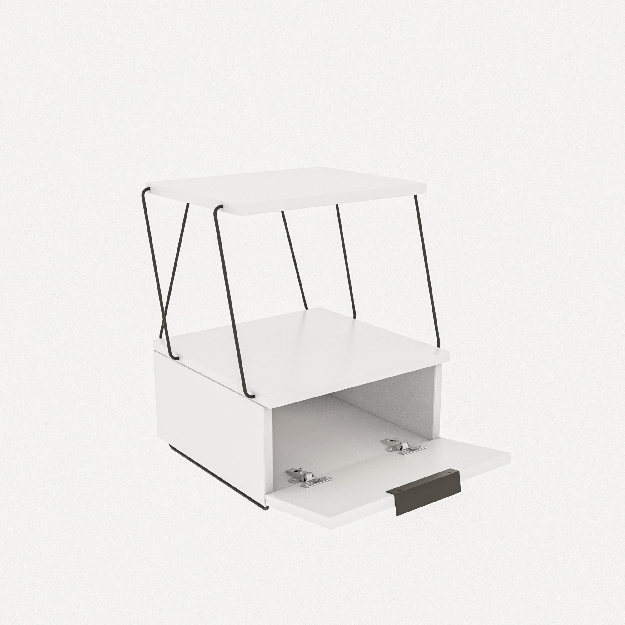 Mesa de cabeceira branca moderna, 42 x 52 x 41 cm | Painel de partículas 100% revestido de melamina, 18 mm de espessura | Elegante e funcional para uso doméstico e em hotéis