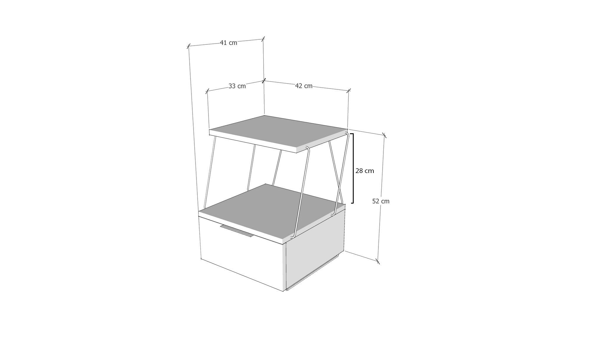 Mesa de cabeceira branca moderna, 42 x 52 x 41 cm | Painel de partículas 100% revestido de melamina, 18 mm de espessura | Elegante e funcional para uso doméstico e em hotéis
