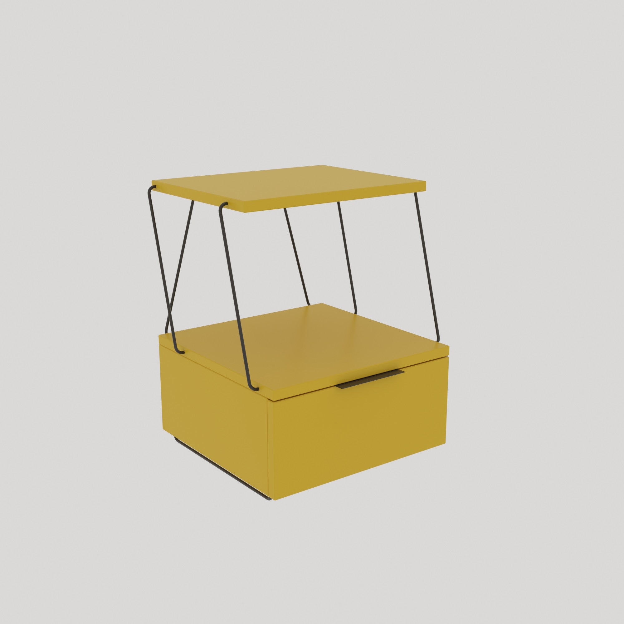 Mesa de cabeceira amarela moderna, 42 x 52 x 41 cm | Painel de partículas 100% revestido em melamina, 18 mm de espessura | Elegante e funcional para quarto ou sala de estar