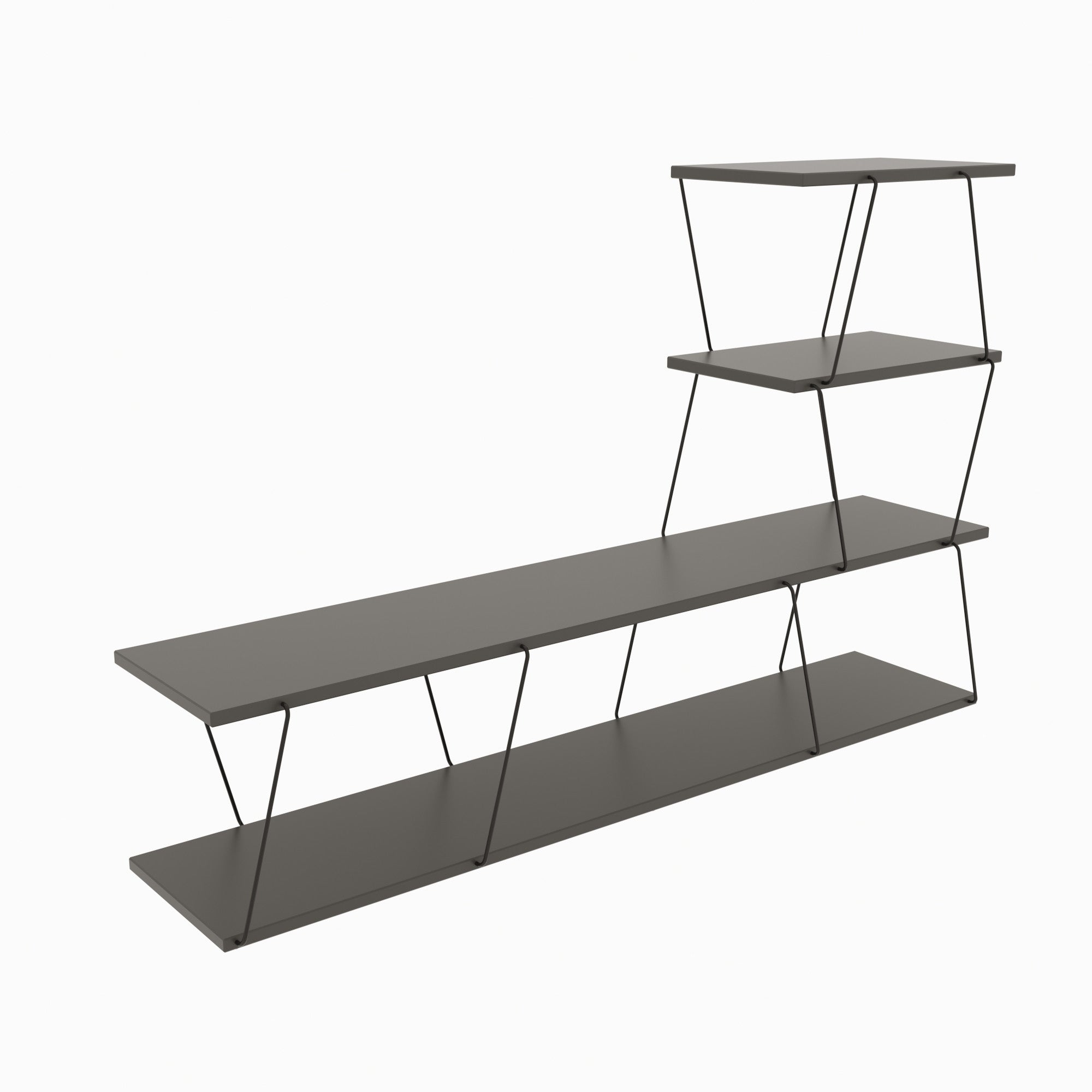 Suporte de TV moderno, antracite, 150 x 93 x 30 cm | Painel de partículas 100% revestido em melamina, 18 mm de espessura | Montável na parede, várias prateleiras, design industrial