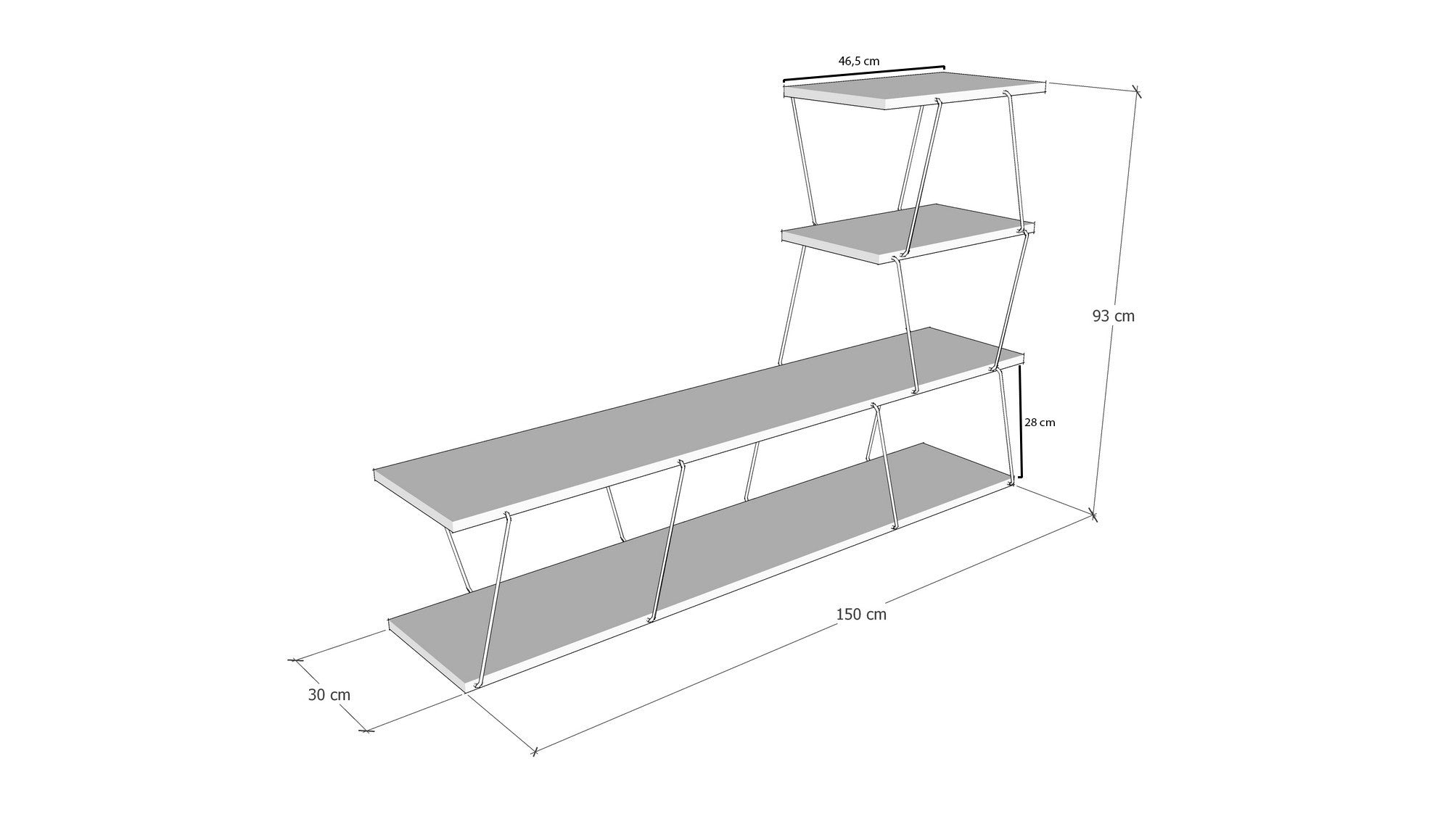 Suporte de TV moderno, antracite, 150 x 93 x 30 cm | Painel de partículas 100% revestido em melamina, 18 mm de espessura | Montável na parede, várias prateleiras, design industrial
