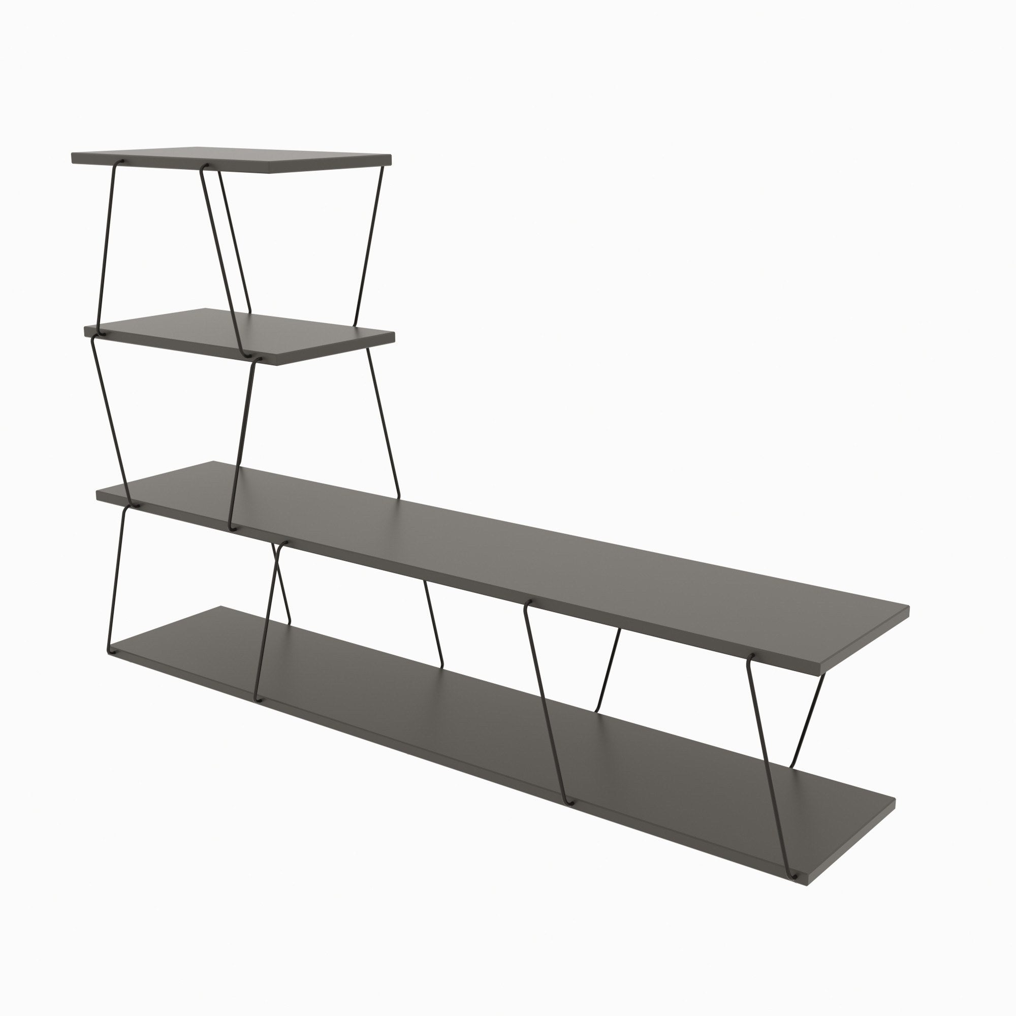 Suporte de TV moderno, antracite, 150 x 93 x 30 cm | Painel de partículas 100% revestido em melamina, 18 mm de espessura | Montável na parede, várias prateleiras, design industrial