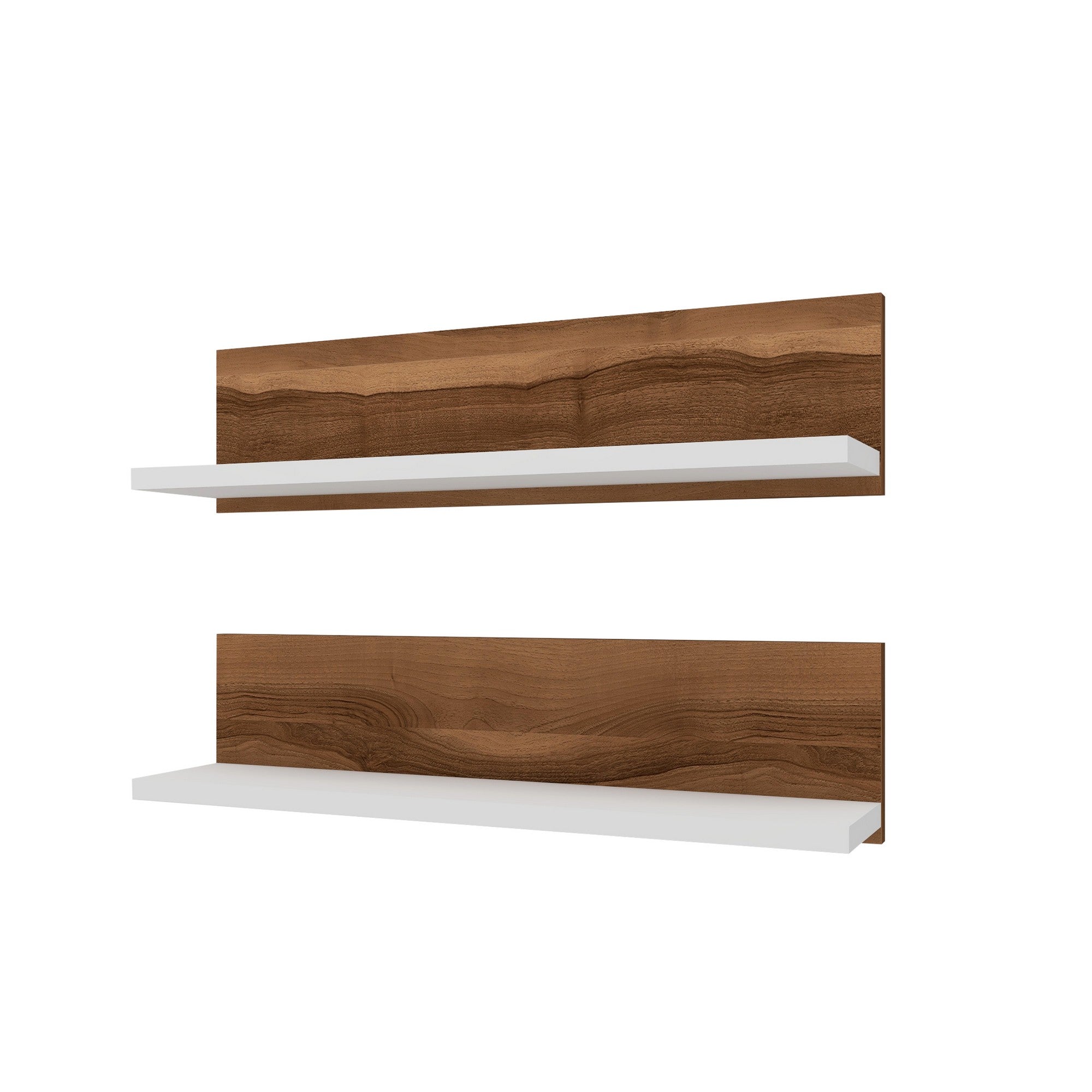 Prateleira de parede estilosa (2 peças), nogueira e branca, 60 x 15 x 13 cm | Painel de partículas 100% revestido de melamina | Perfeito para decoração e organização da casa