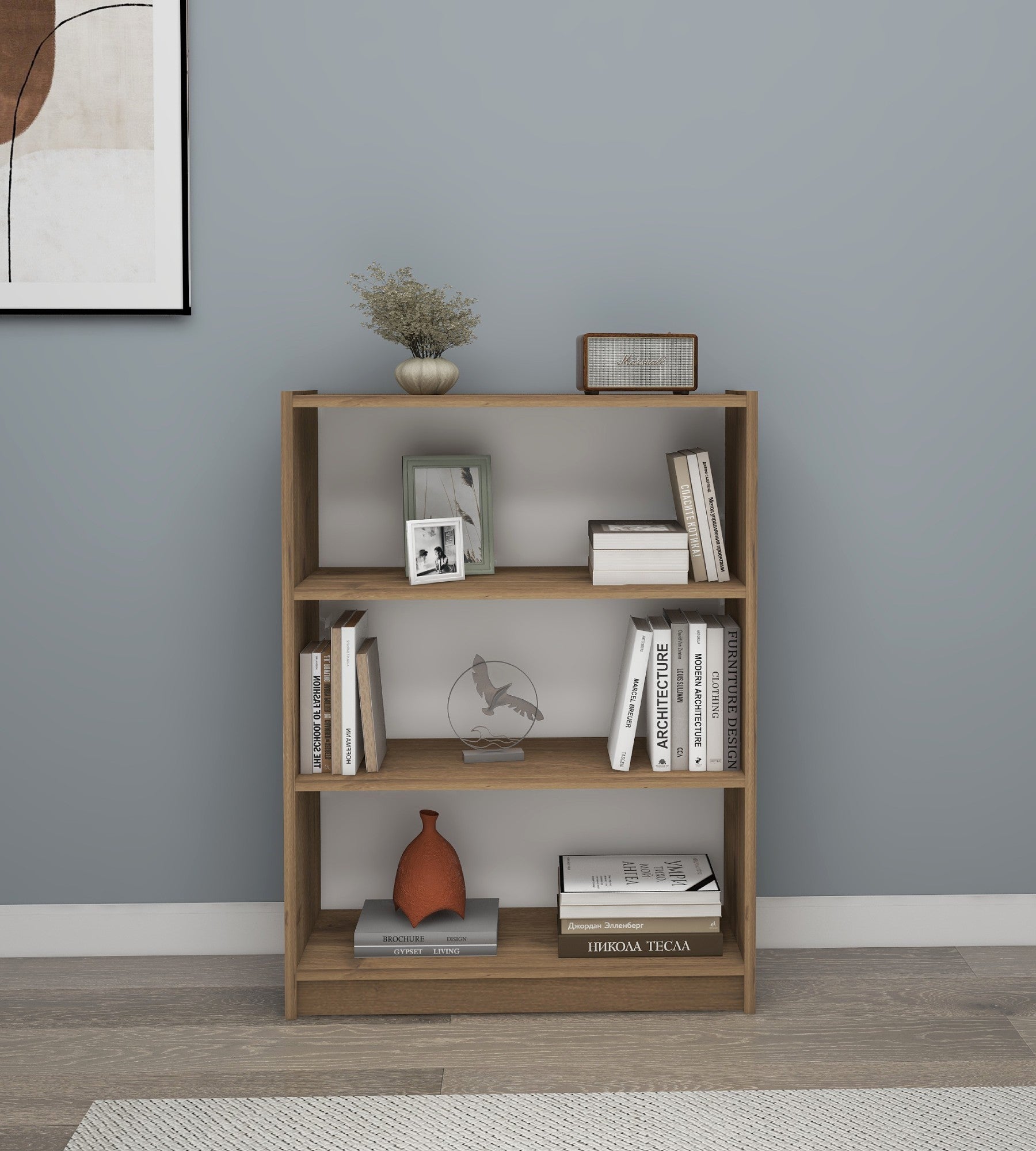 Estante de parede elegante, cor Hitit, 80 x 106 x 28 cm | Painel de partículas 100% revestido de melamina, 18 mm de espessura | Perfeito para decoração moderna