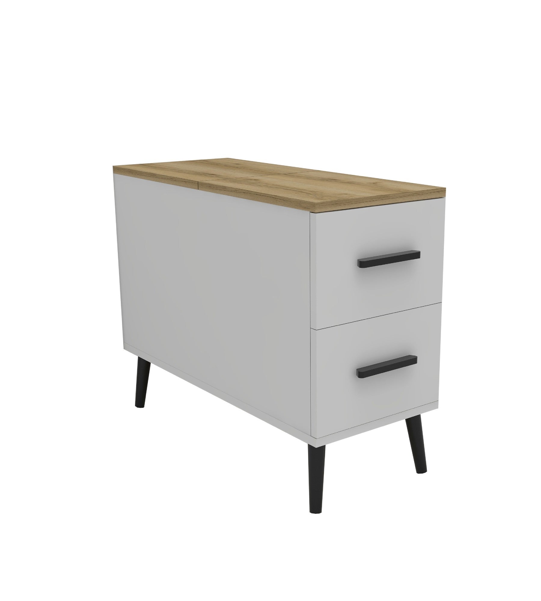 Mesa lateral elegante com 2 gavetas, branca e Delta, 30 x 80 x 80 cm | Painel de partículas 100% revestido em melamina, 18 mm de espessura | Montável na parede, design moderno