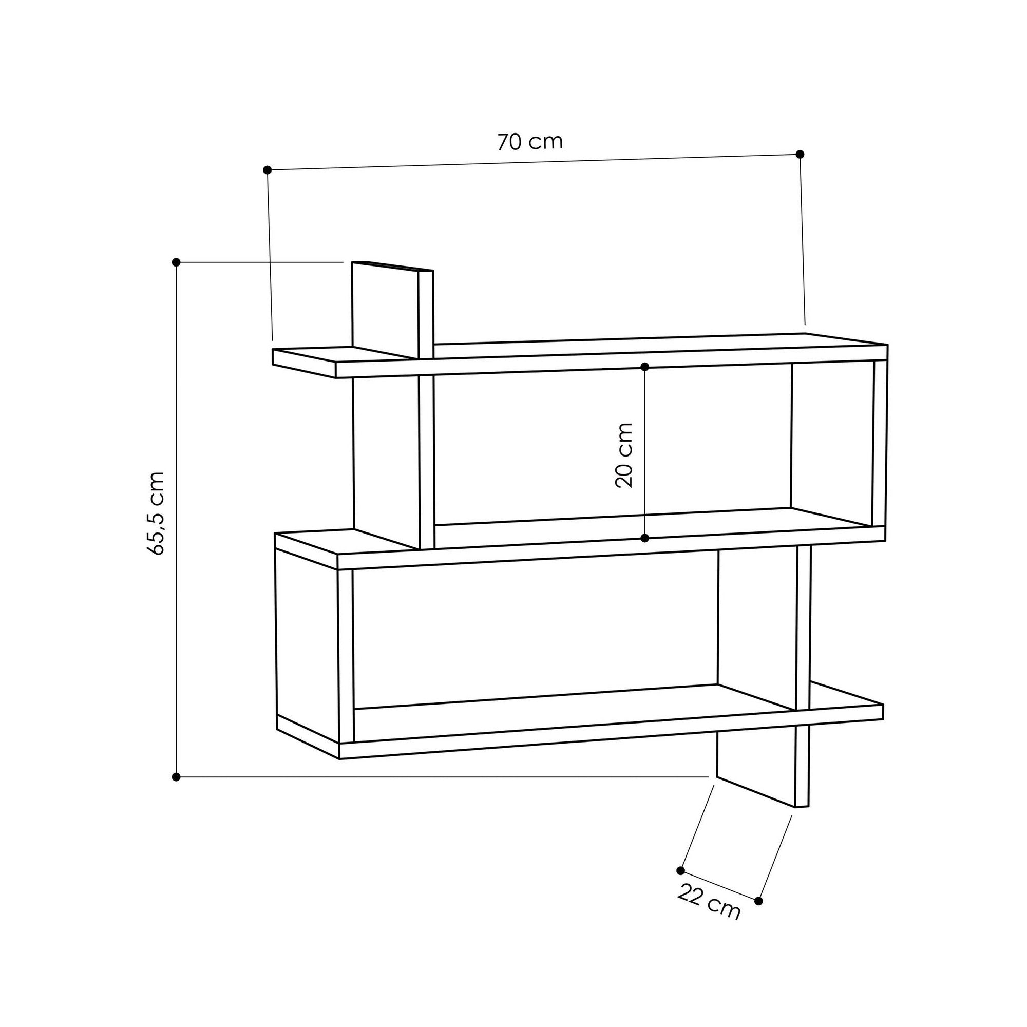 Prateleira de parede elegante, cor carvalho, 70 x 65,5 x 22 cm | Painel de partículas 100% revestido de melamina, 18 mm de espessura | Solução de armazenamento versátil para espaços modernos