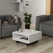 Mesa de Centro Moderna – 60 x 32 x 60 cm – Branca e Antracite – Painel de Partículas Revestido a Melamina