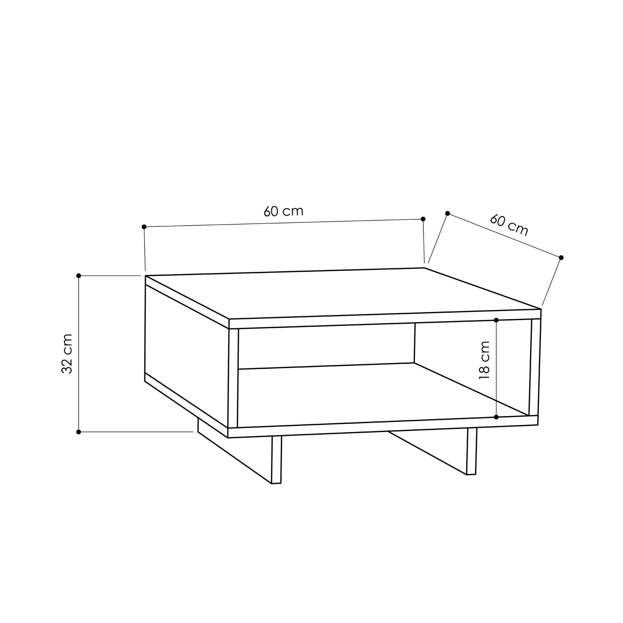 Mesa de Centro Moderna, Carvalho e Antracite, 60 x 32 x 60 cm | Painel de Partículas 100% Revestido com Melamina, 18 mm de Espessura | Montagem Automática, Design Escandinavo Elegante
