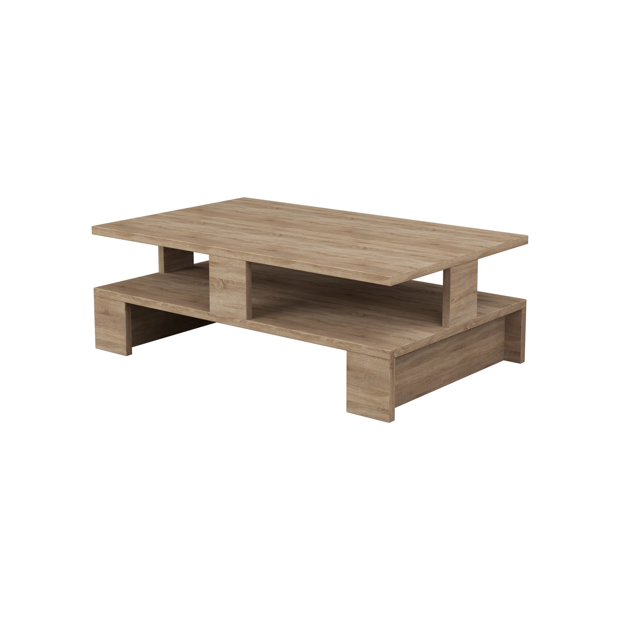 Mesa de Centro Moderna em Carvalho, 80 x 50 x 27,5 cm | Painel de Partículas 100% Revestido em Melamina, 18 mm de Espessura | Design Escandinavo para Espaços de Vida Elegantes
