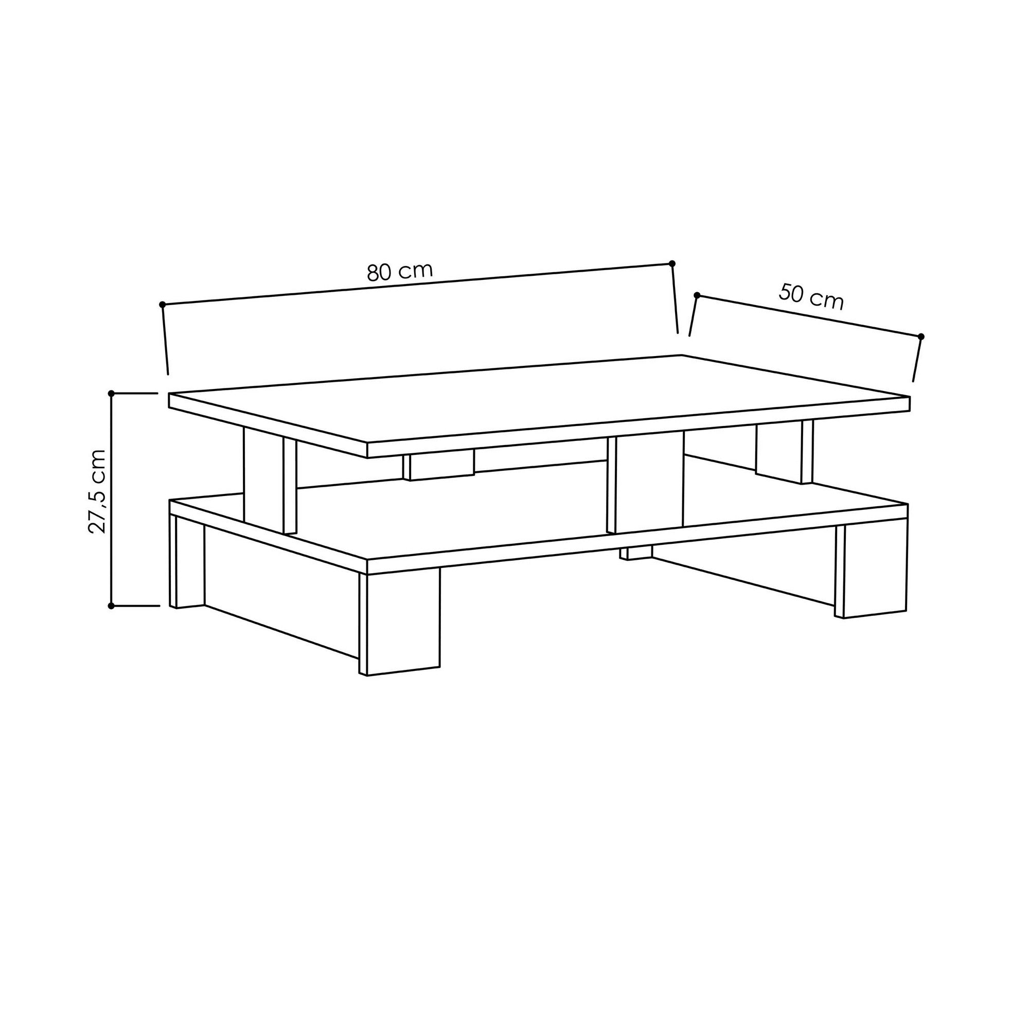 Mesa de Centro Moderna em Carvalho, 80 x 50 x 27,5 cm | Painel de Partículas 100% Revestido em Melamina, 18 mm de Espessura | Design Escandinavo para Espaços de Vida Elegantes