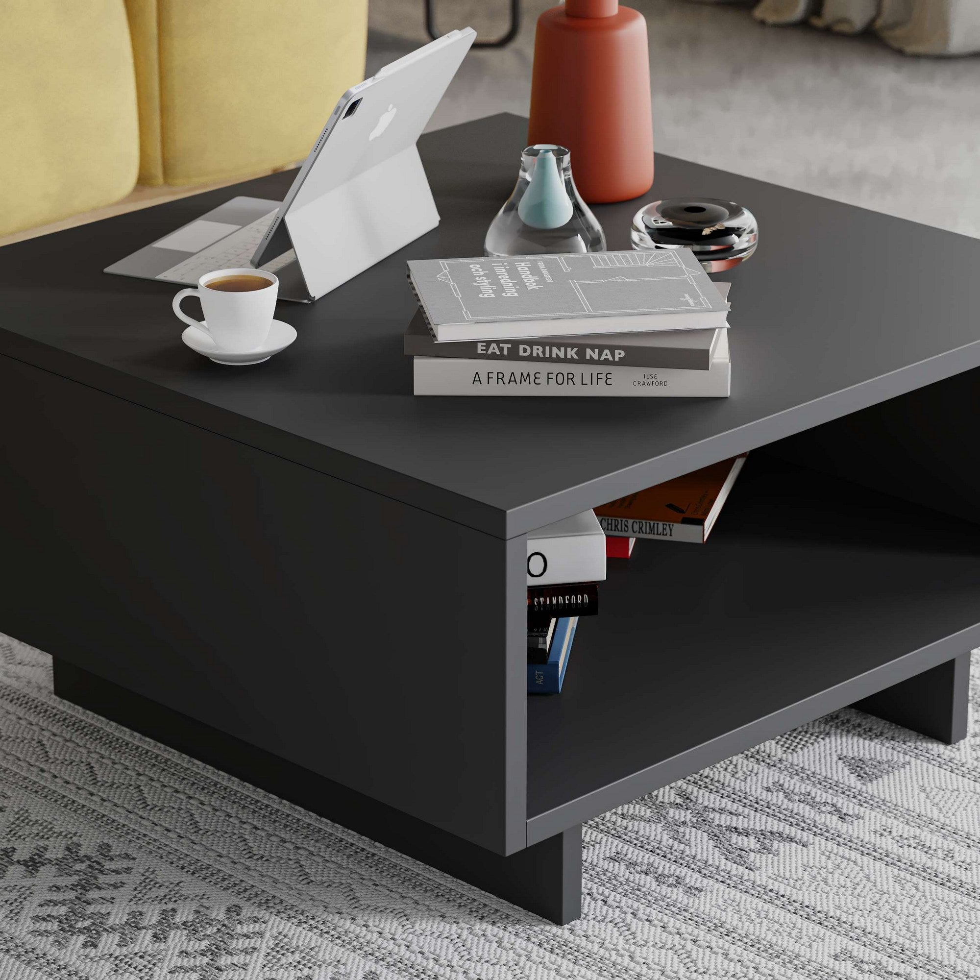 Mesa de Centro – 60 x 32 x 60 cm – Antracite – Painel de Partículas revestido a Melamina