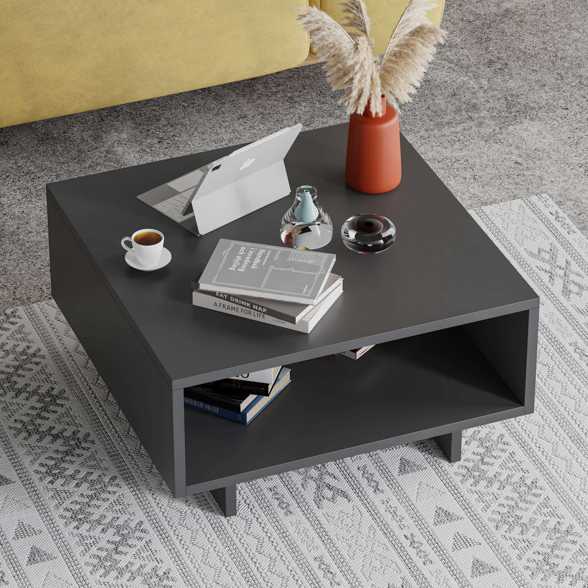 Mesa de Centro – 60 x 32 x 60 cm – Antracite – Painel de Partículas revestido a Melamina